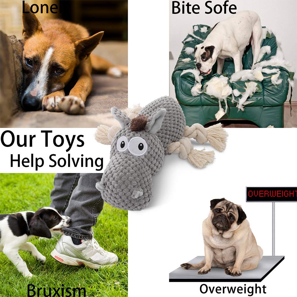 Sedioso Dog Toy, Large Dog Squeaky Toys, Stuffed Animal Dog Plush Toy For Puppy, Small, Middle, Large Dogs (Donkey(Grey))