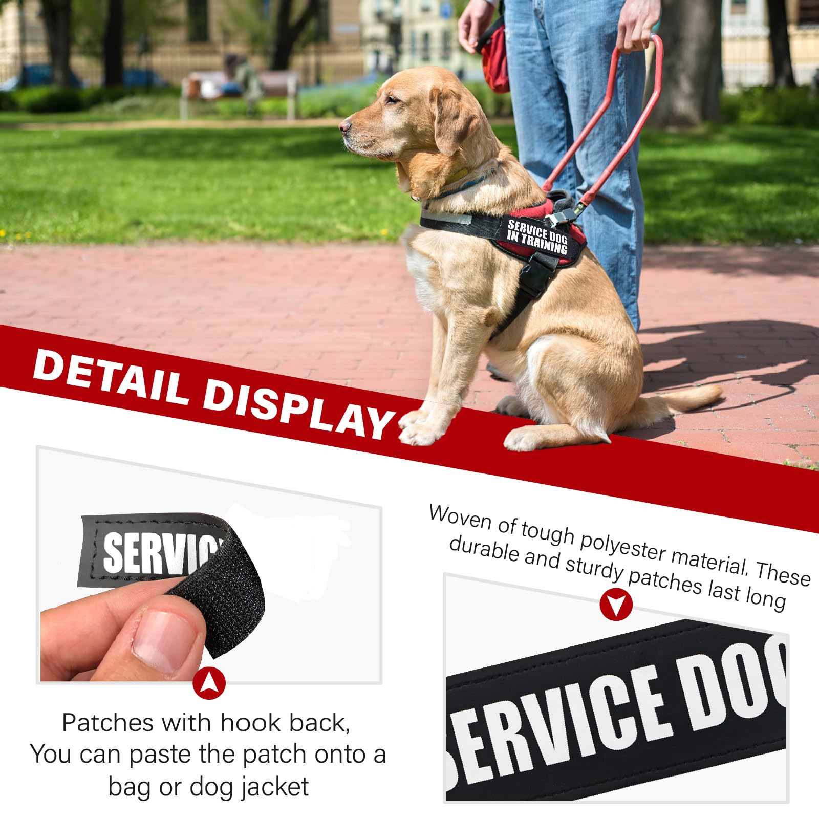 2Pack Removable Service Dog Patches, Black Vest Patch For In Training Dogs, Hook Backing Dog Harness Patches, Emotional Support-