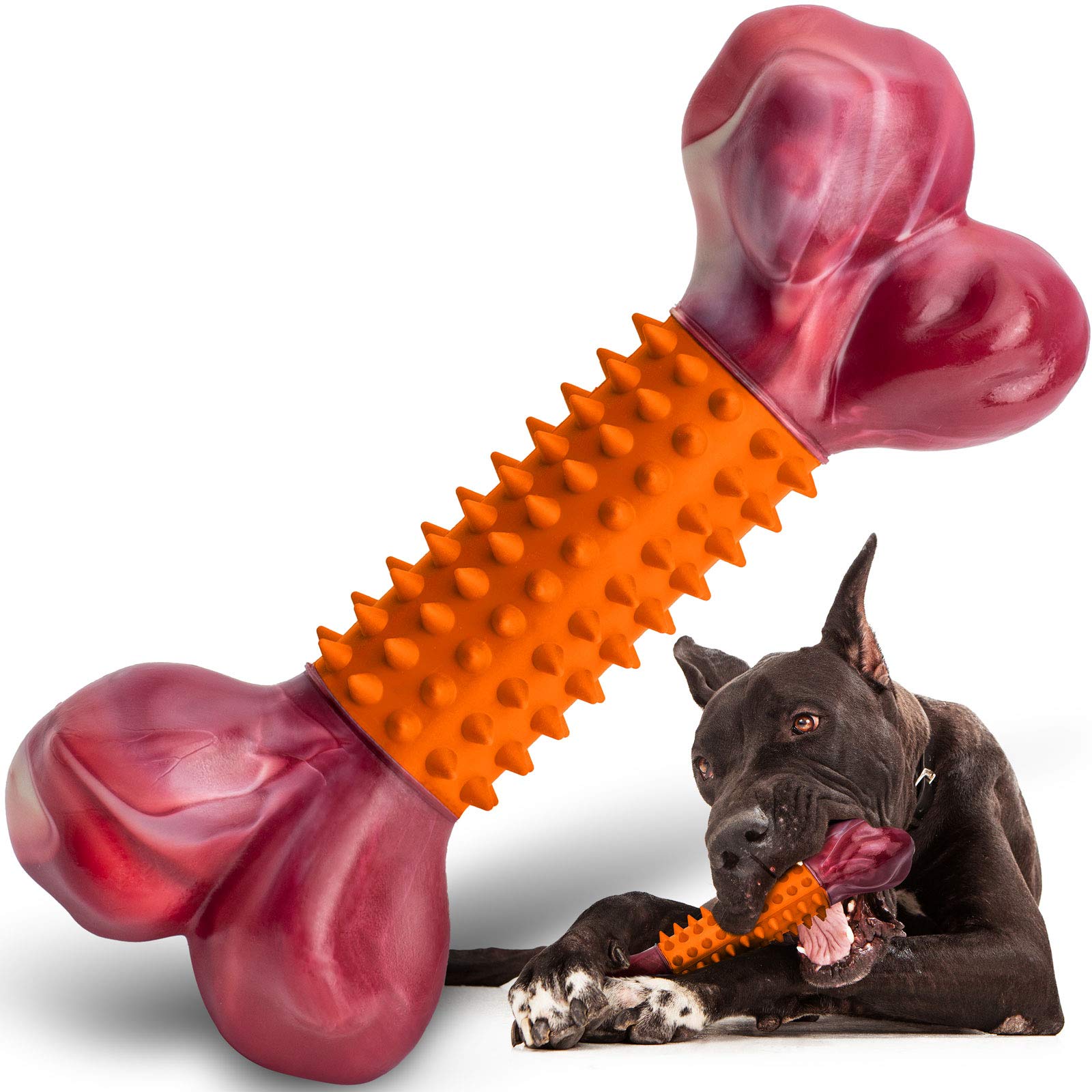 Apasiri Dog Toys for Aggressive Chewers Peanut Butter Flavored, 8 Tough Dog Chew Bone, Nylon & Rubber Chew Toy, Dog Bone Toy for
