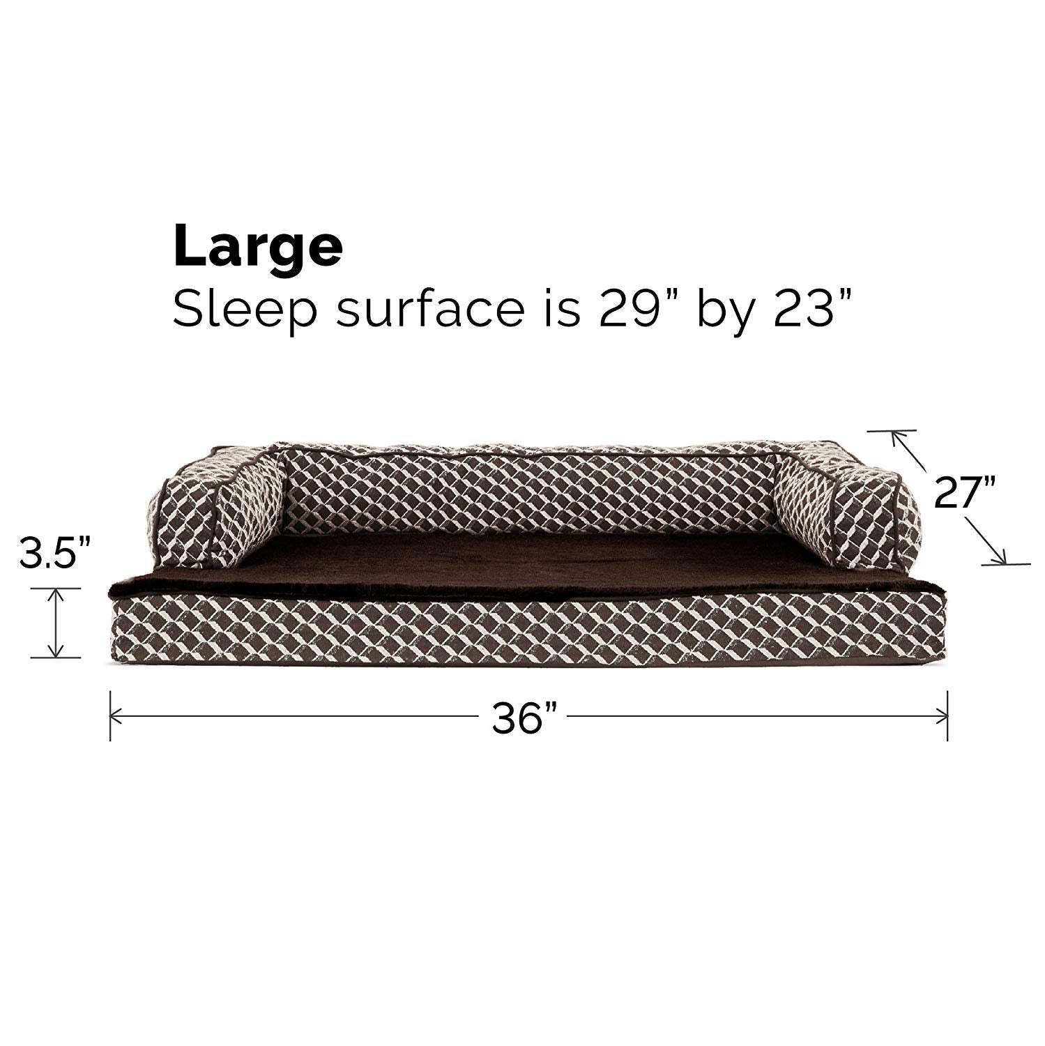 Furhaven Orthopedic Dog Bed for Large/Medium Dogs w/ Removable Bolsters & Washable Cover, For Dogs Up to 55 lbs - Plush & Woven