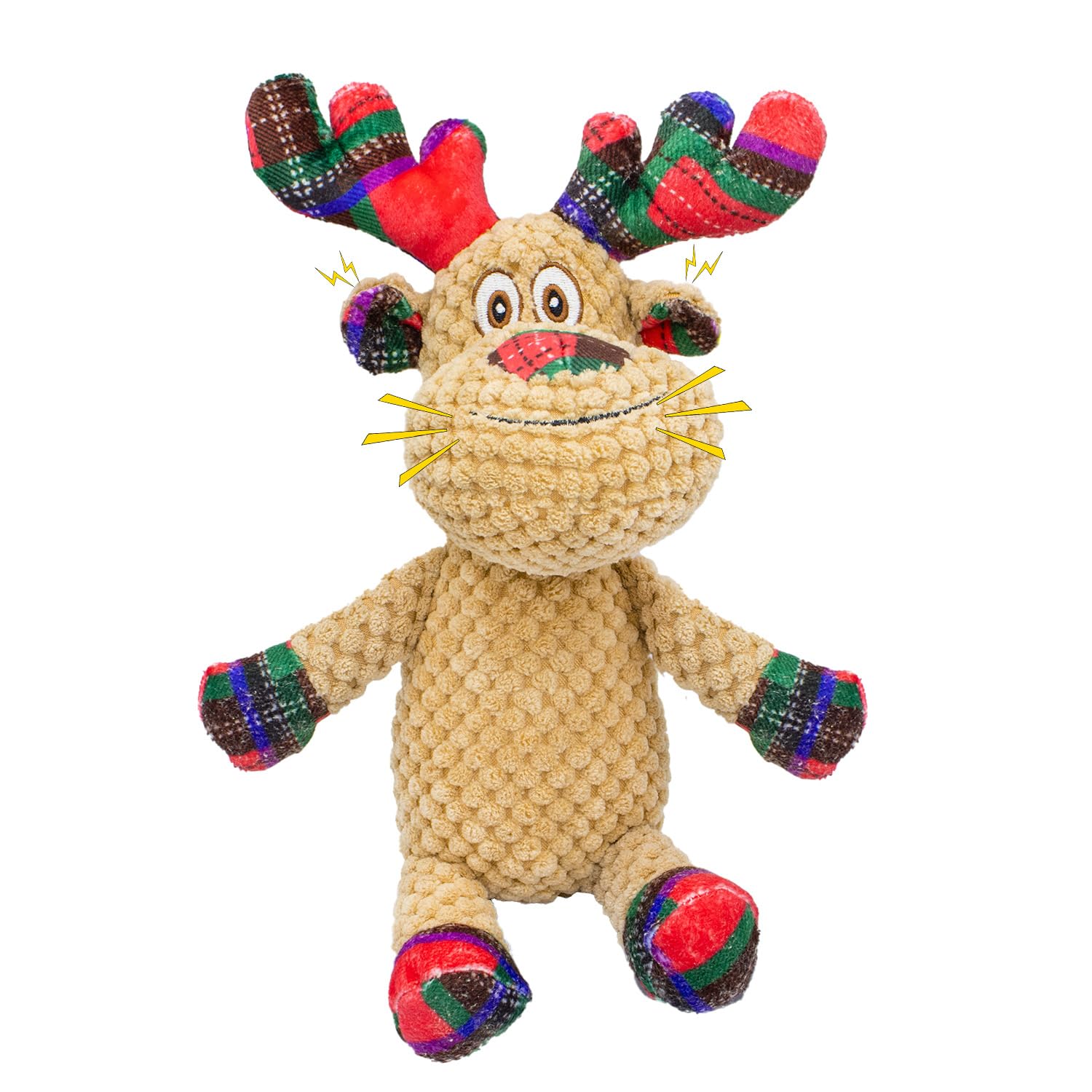 Cneeeeeb Dog Toys Squeaky Interactive Stuffed Pp Cotton Puppy Teething Chew Toy Deer Shape Crinkle Sound Paper Tail, For Large M