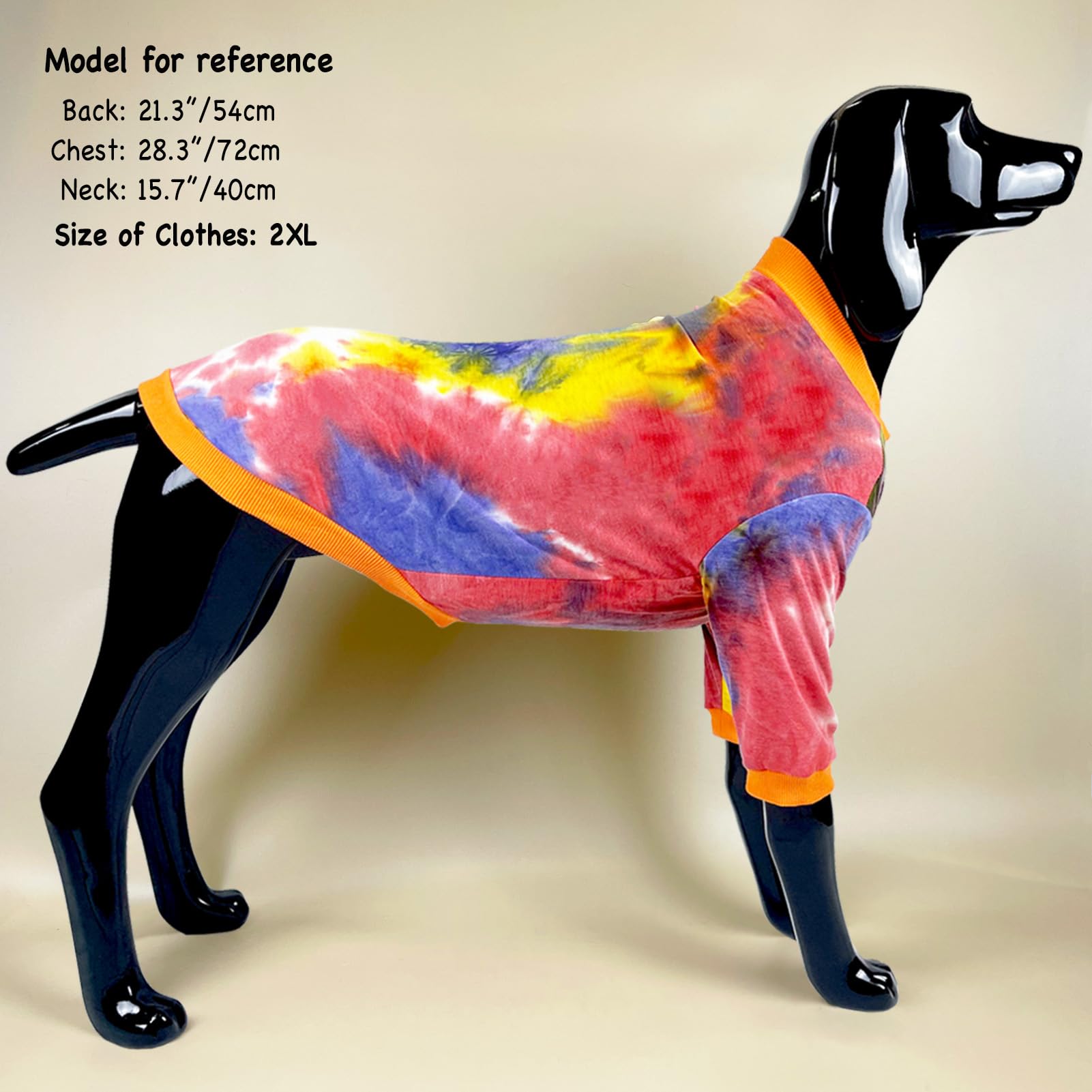 D.E.E Cotton Dog Shirts Large Tie Dye Dog Clothes Lightweight Girl Boy Big (Orange, 2X-Large)