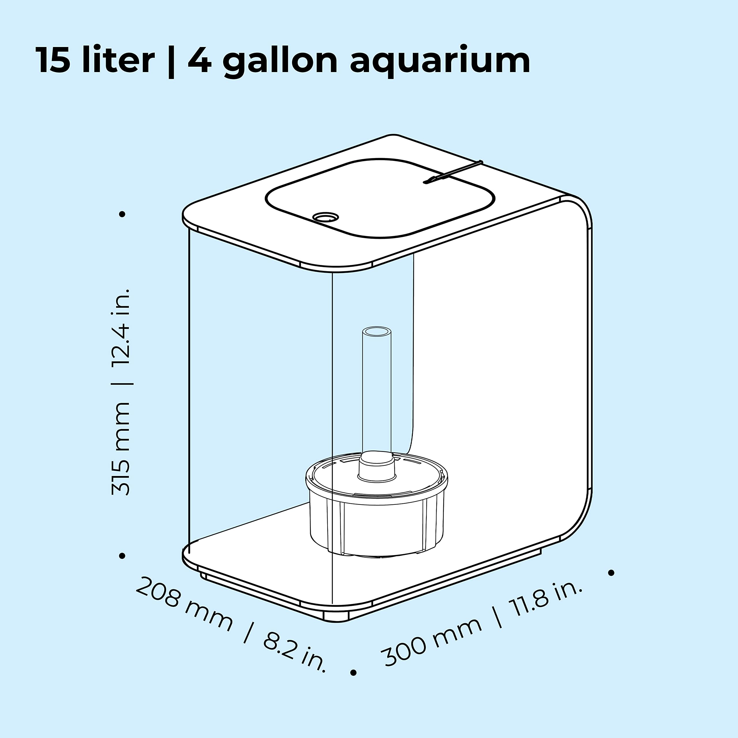 biOrb Flow 15 Acrylic 4-Gallon Aquarium with Multi-Color Remote-Controlled LED Lights Modern Compact Tank for Tabletop or Deskto