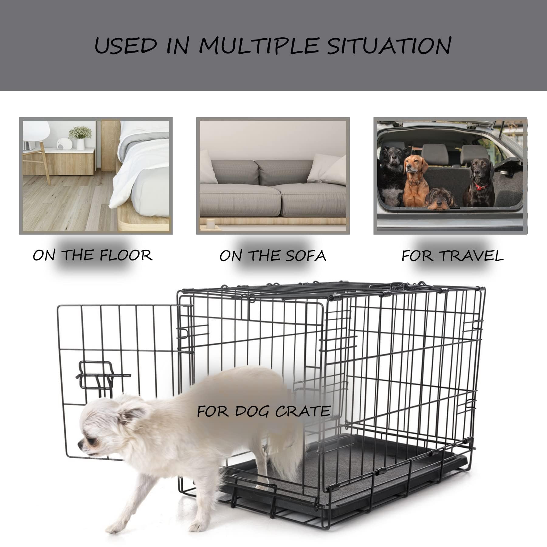 Washable Dog Bed Mat Reversible Dog Crate Pad Soft Fluffy Pet Kennel Beds Dog Sleeping Mattress For Large Jumbo Medium Small Dogs, 21 X 13 Inch, Gray