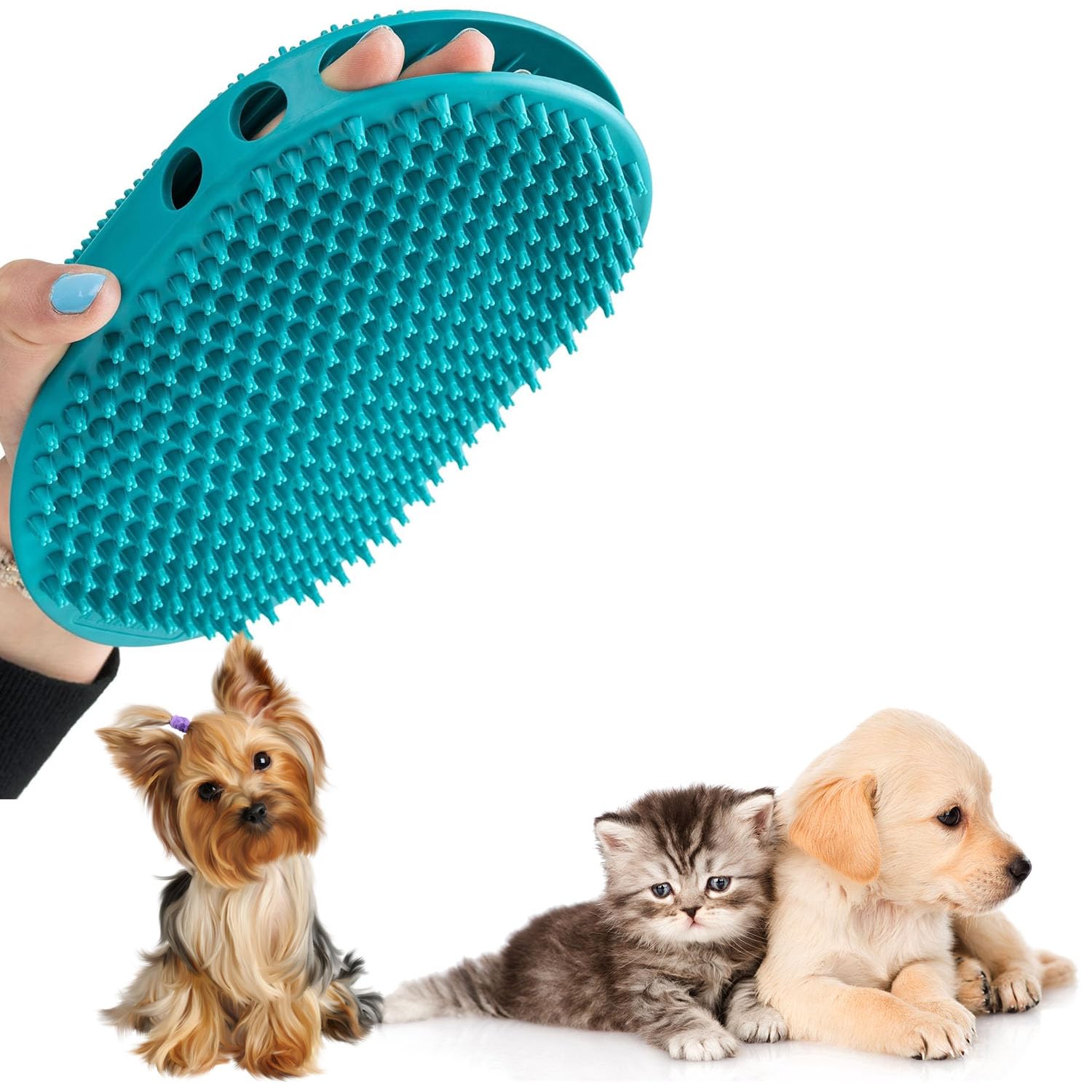 Jainsons Pet Products Dog, Cat Rubber Grooming Glove  Soothing Massage Rubber Brush For Short & Long Haired Dogs & Cats