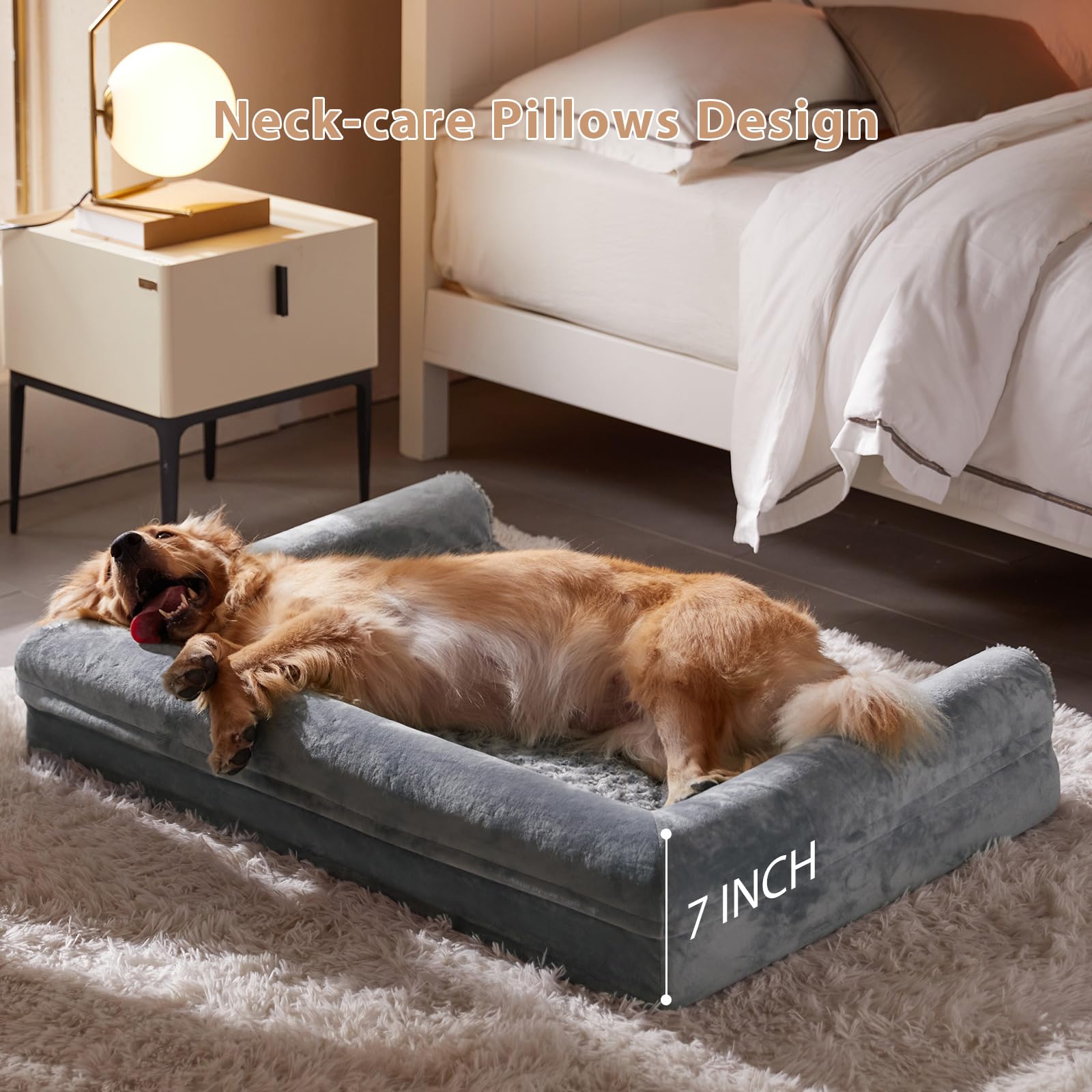 BFPETHOME XL Dog Bed, Waterproof Orthopedic Dog Beds for Extra Large Dogs, Jumber Dog Bed with Washble Cover & Non-Skid Bottom,