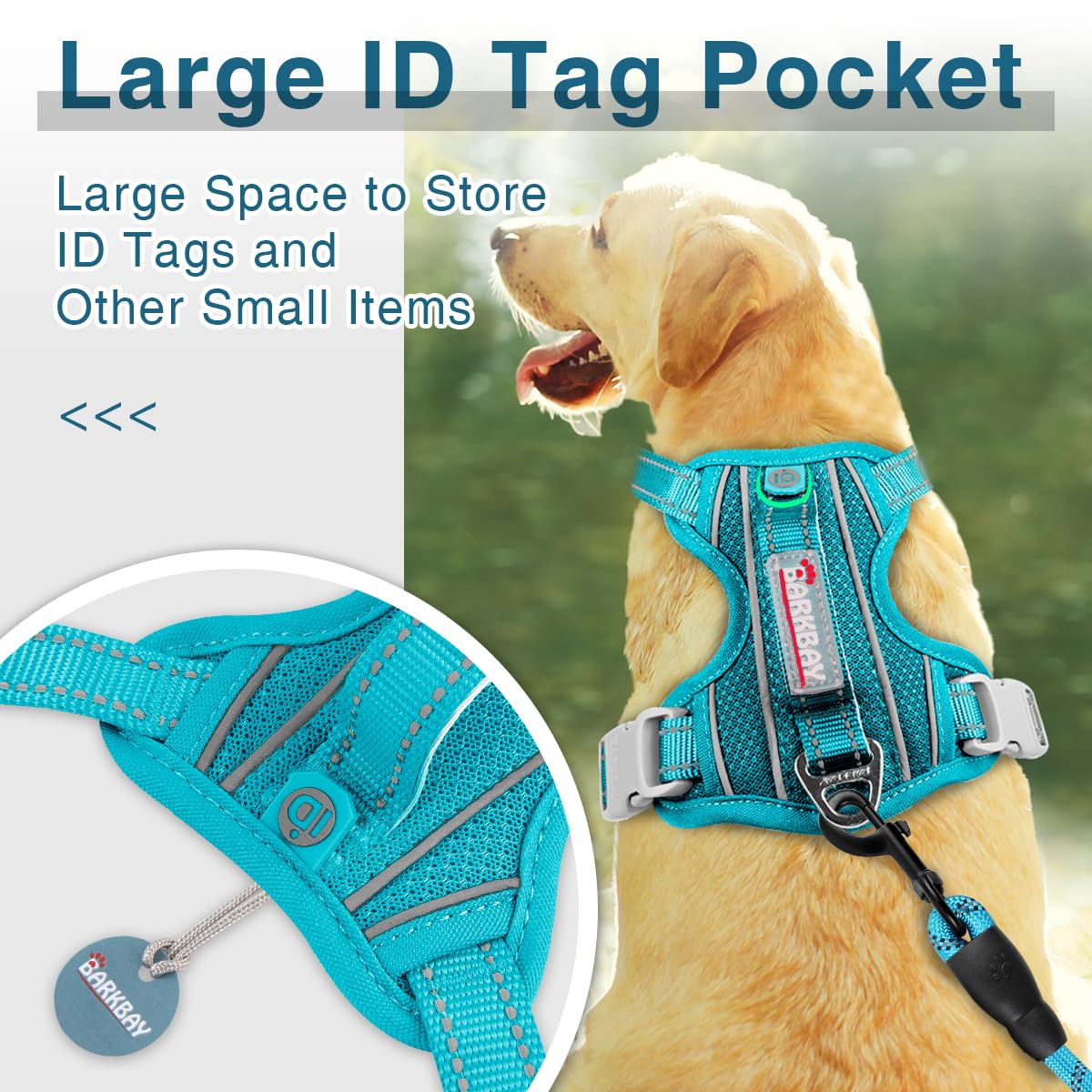 BARKBAY No Pull Dog Harness - Heavy Duty, Reflective, Easy Control Handle, X-Large (Chest: 31-38”), Ocean Blue, Model IDMH003XL