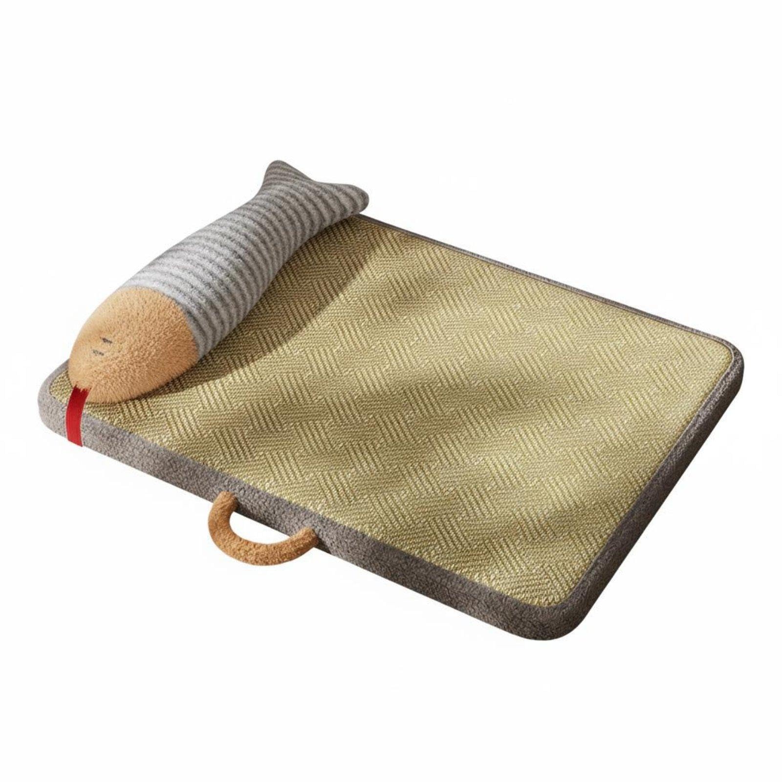 Handwoven Pet Bed Breathable Pet Mat Easy to Clean Woven Animal Cushion for Cats, Dogs Brown Gray M