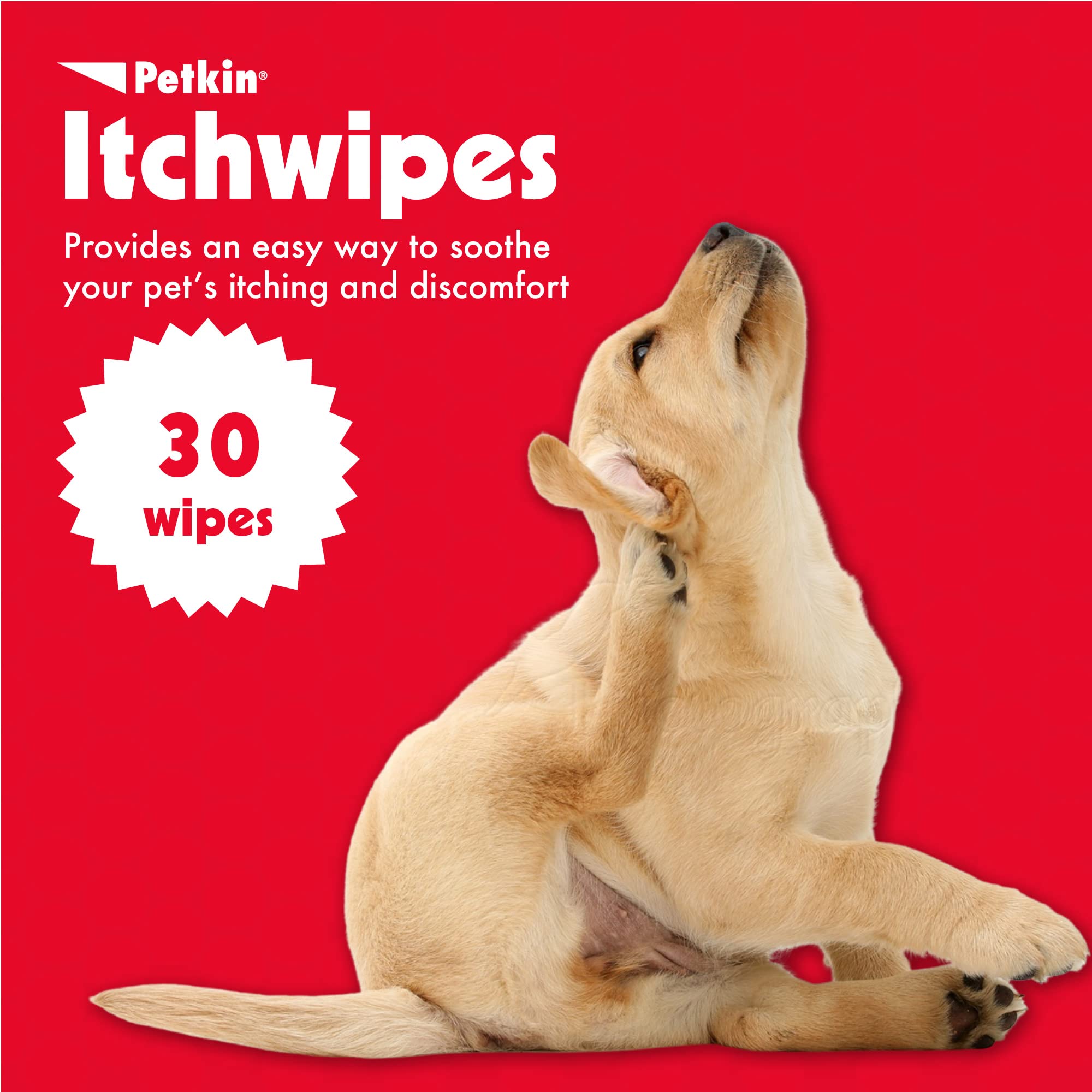 Petkin Anti Itch Wipes for Dogs and Cats, 60 Wipes, 2 Pack - Soothes Hot Spots, Skin Irritations and Scratching - Bitter Taste S