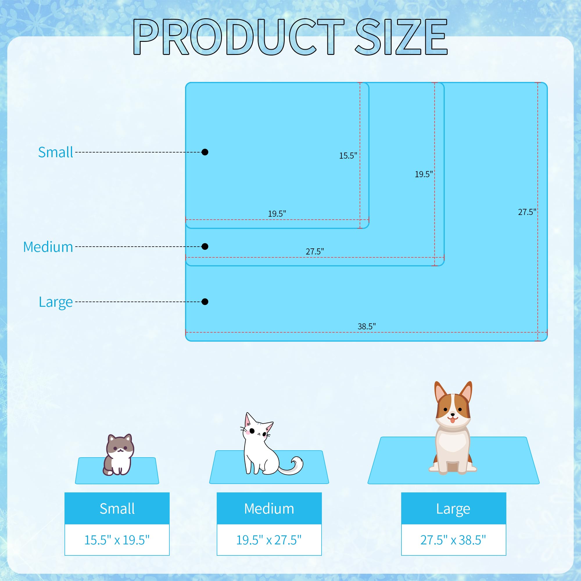 Delifur Dog Cooling Mat - Pet Cooling Mat Outdoor For Dogs Self Cooling Pad For Puppy Small Medium Dog Machine Washable (Large,