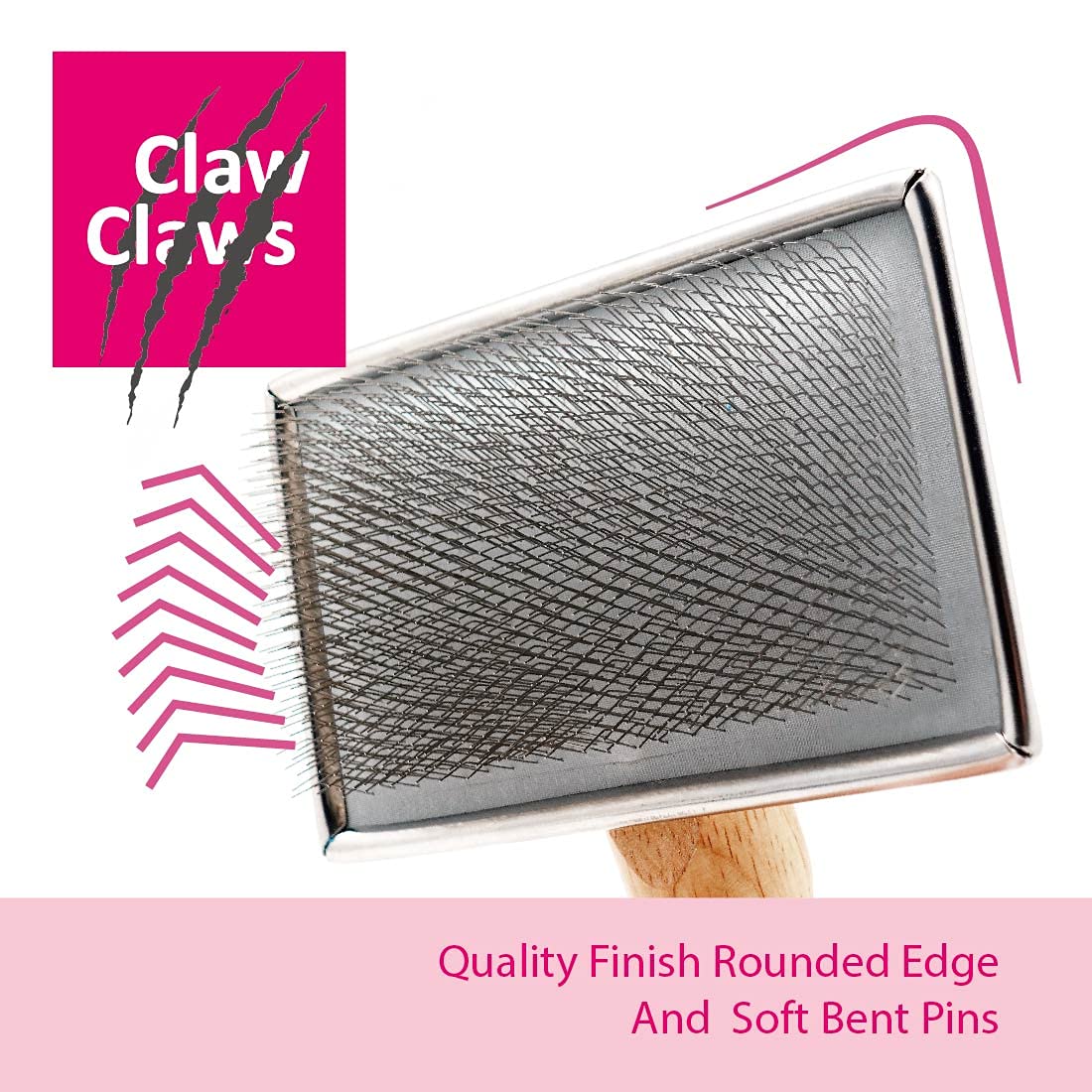 Claw Claws Pet Slicker Brush For Large Dogs, Wooden Handle With Stainless Steel Soft Pins, Gently Remove Tangled, Loose Undercoat And Mats Hair, Pet Grooming Brush Tool (8'), Wool Needle Felting Brush