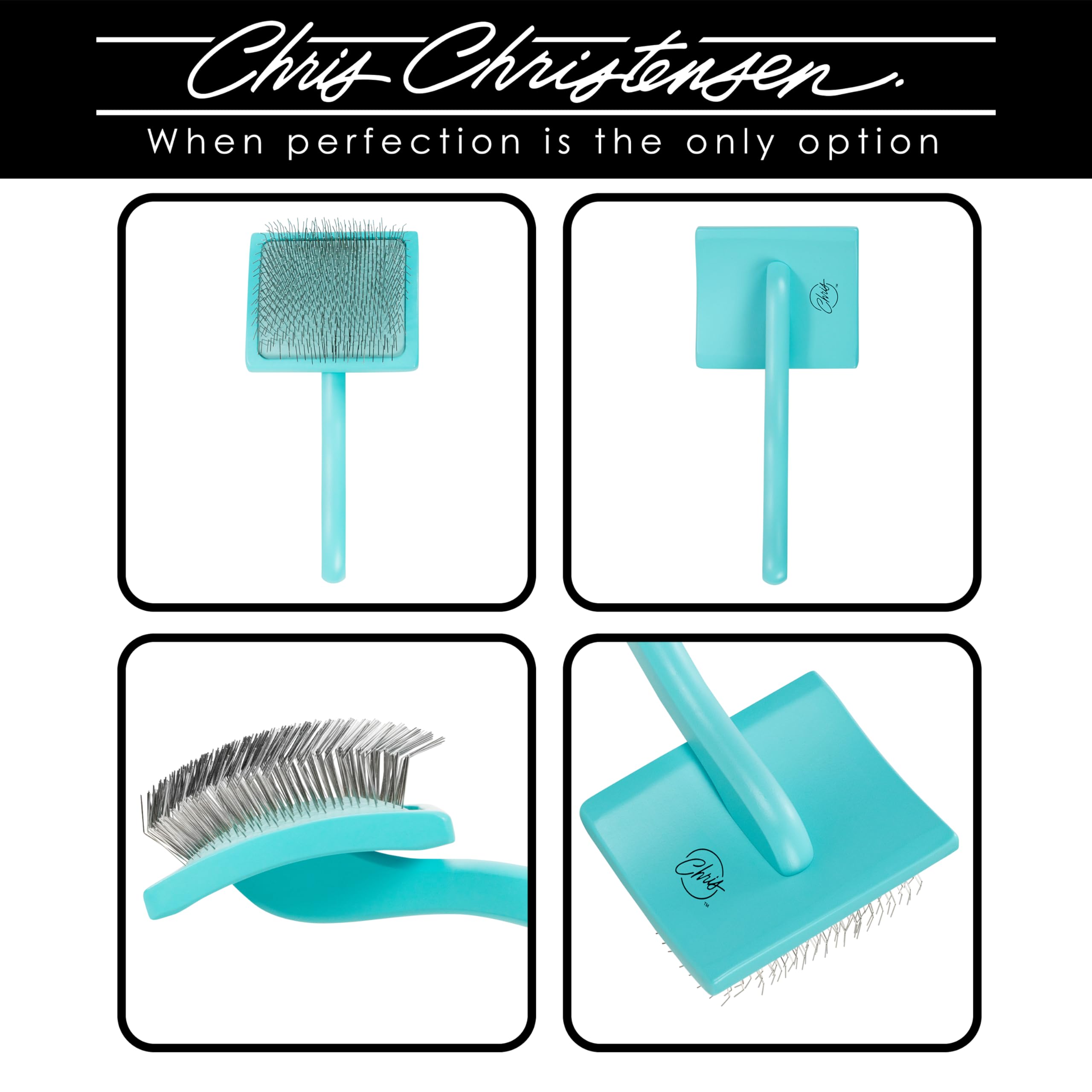 Chris Christensen Slicker Brush for Dogs, Large Teal, Rubber, Ideal for Goldendoodles, Labradoodles, Poodles, Professional Grooming Tool