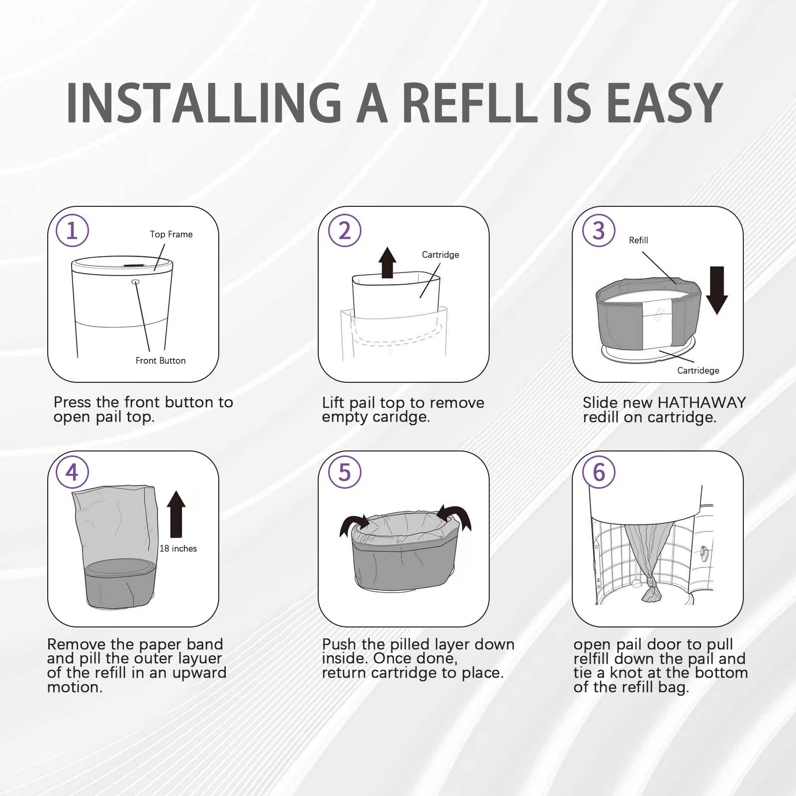 RUZAKO Litter Refill Bags - 4 Pack, 36ft Plastic Waste Liners Compatible with Litter Champ