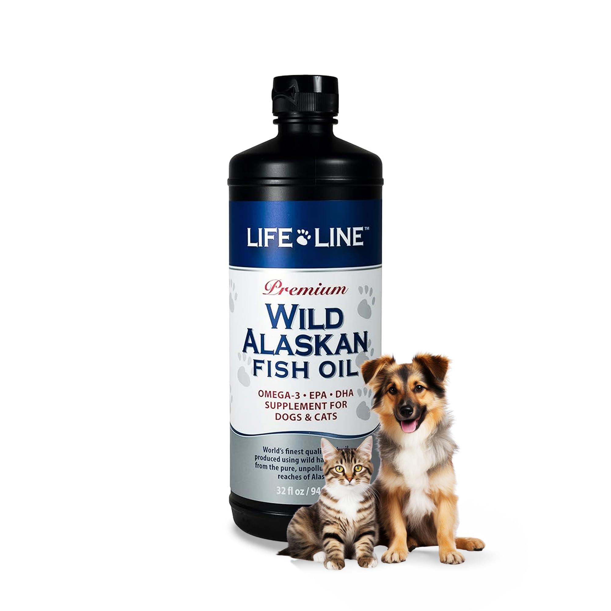 Life Line Pet Nutrition Wild Alaskan Fish Oil For Dogs And Cats 32Oz  Omega 3 Fish Oil Supplement For Skin & Coat  Supports Br