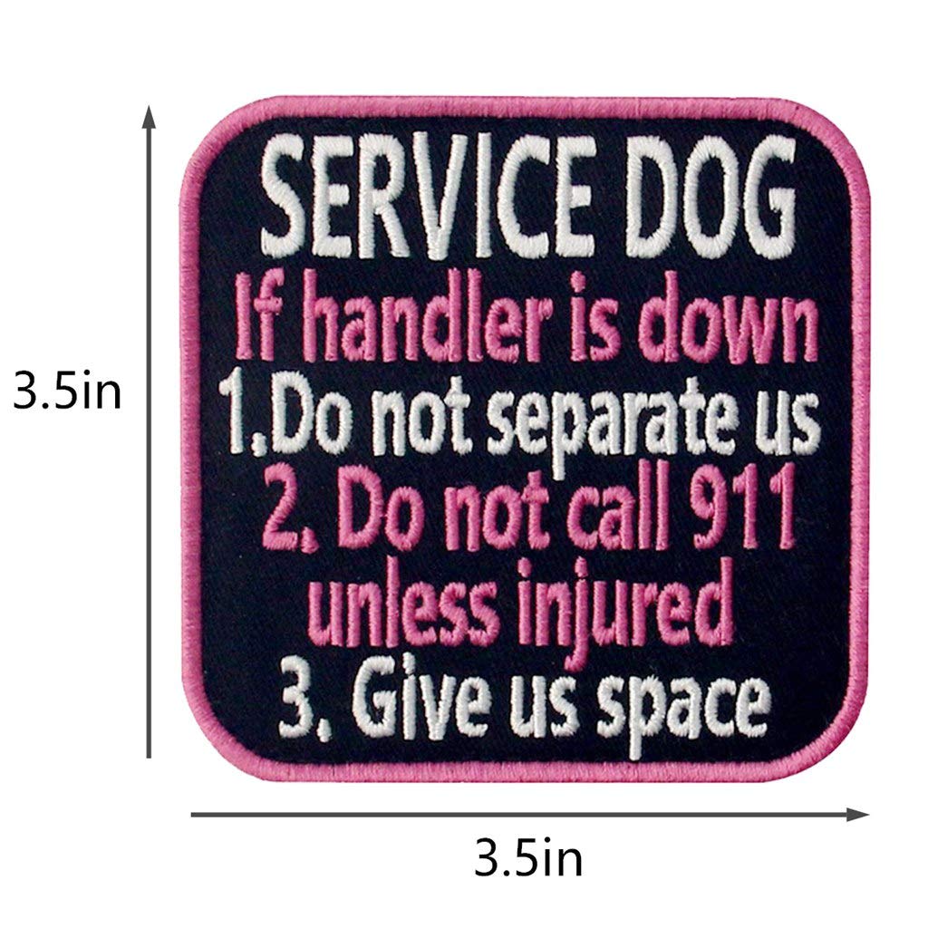 Service Dog Medical Not All Disabilities Are Visible Alert Vest/Harnesses Morale Tactical Patch Embroidered Badge Fastener Hook & Loop Emblem, 6 Pcs, Pink