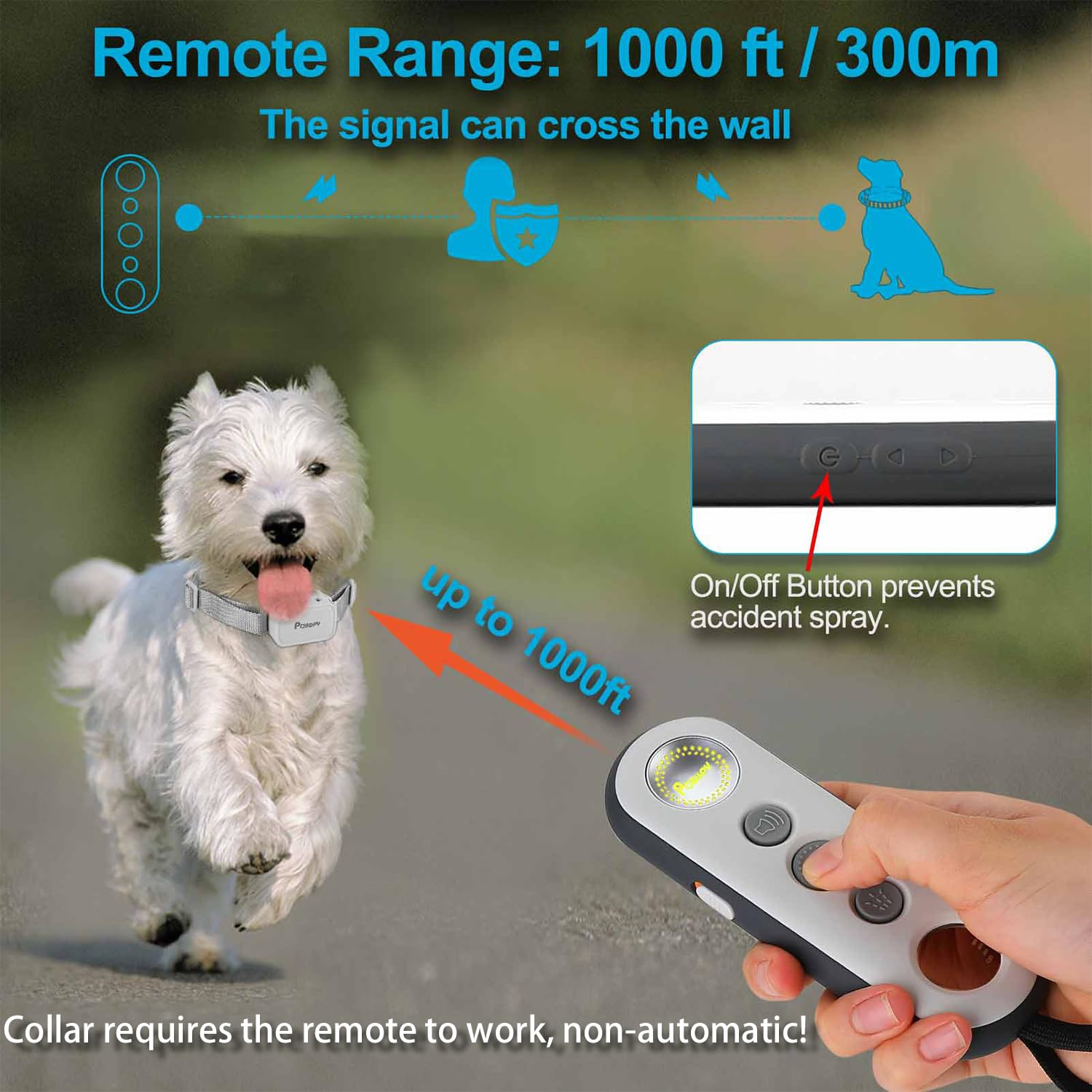 Citronella Dog Training Collar With Remote【Can'T Work Automatically】,3 Modes & 3 Spray Levels, Spray/Vibration/Beep, Humane Citronella Dog Collar,1000Ft Range No Shock Rechargeable Spray Dog Collar