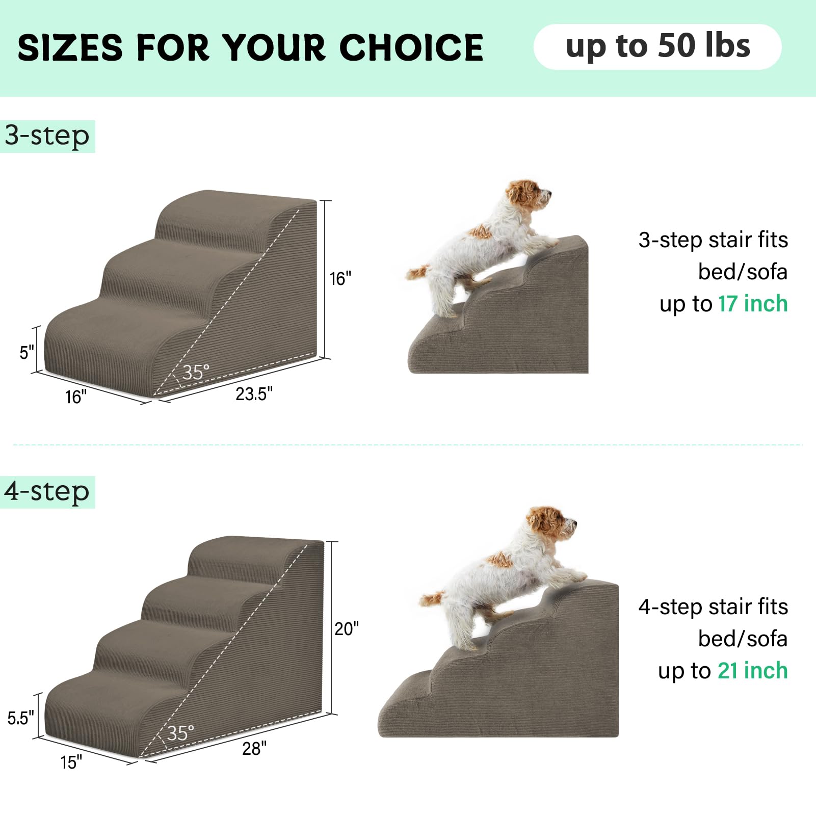 Mesa Lemon Dog Steps For Small Dogs, 4-Step Pet Ramp Stairs For High Beds And Sofa, Non-Slip Pet Stairs For Small Dogs And Cats,