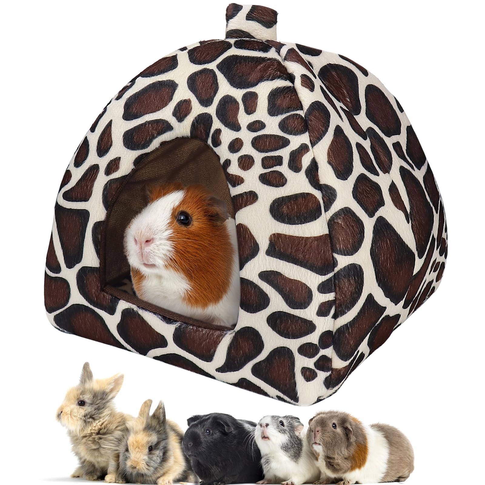 Guinea Pig Bed Rabbit Hideout Warm Fleece Cuddle Cup Washable Winter Sleeping House For Small Pet/Ferret/Chinchilla/Bunny (Leopa