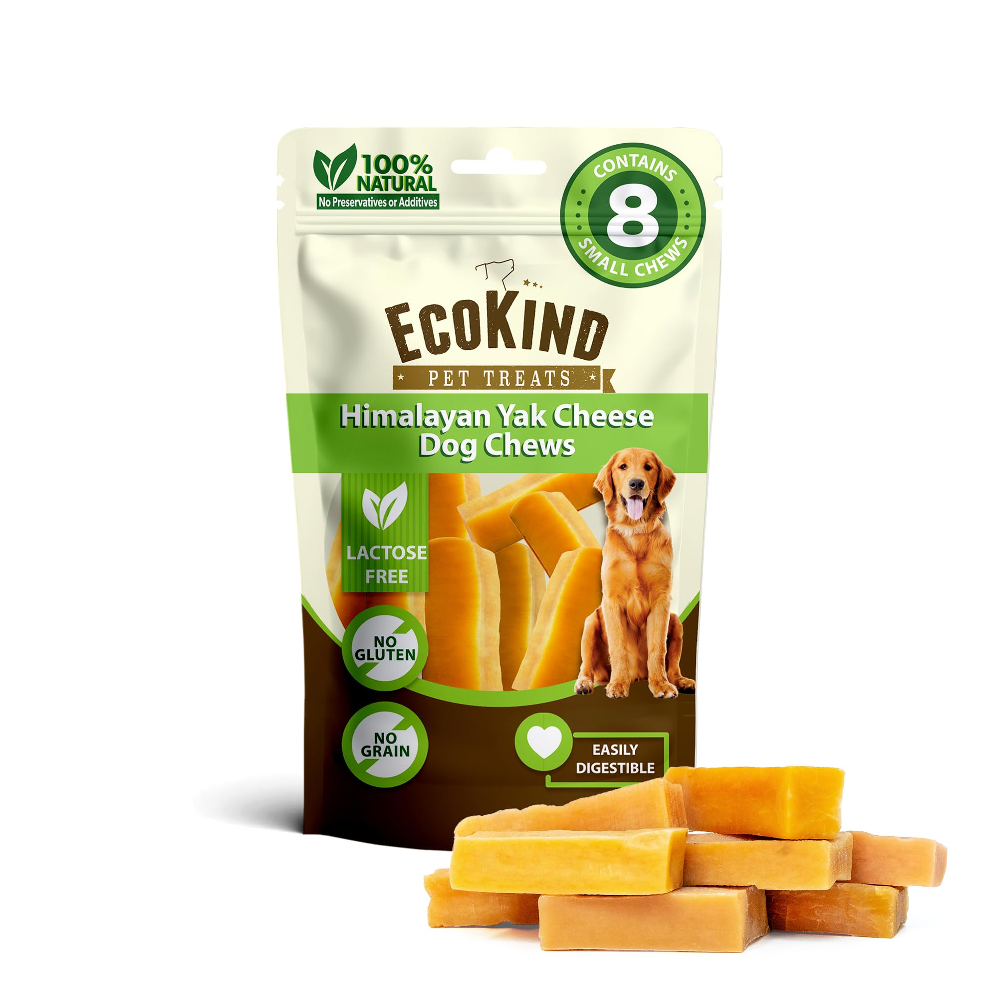 EcoKind Premium Gold Yak Cheese Himalayan Dog Chews, Healthy Dog Treats for Small Dogs, All Natural, High Protein Dog Chew, Chee