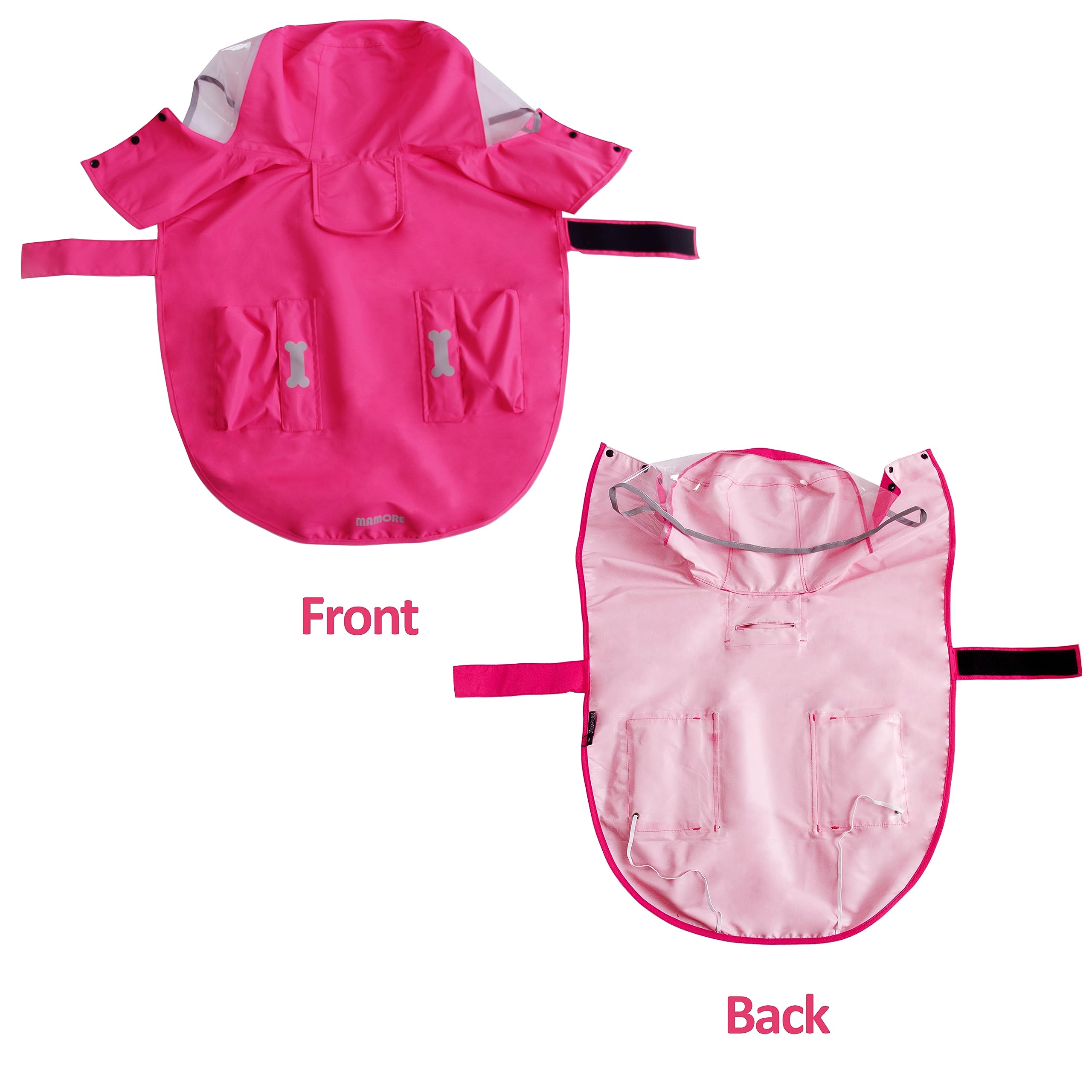 Waterproof Dog Raincoat, Adjustable Reflective Lightweight Pet Rain Clothes With Poncho Hood (Small, Dark Pink)