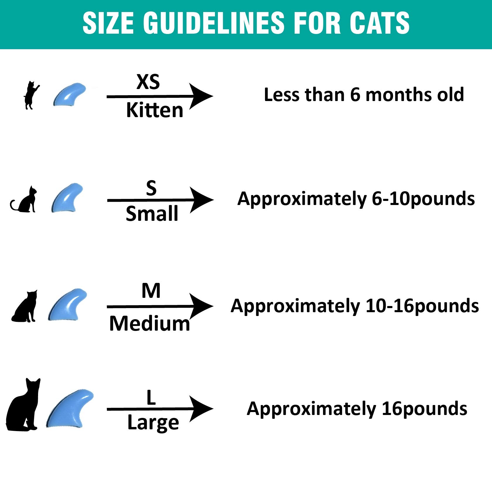 Miiouu 10X Colors / 100 Pcs Cat Nail Caps | Cat Claw Covers With Adhesives And Applicators | Alpha (S)