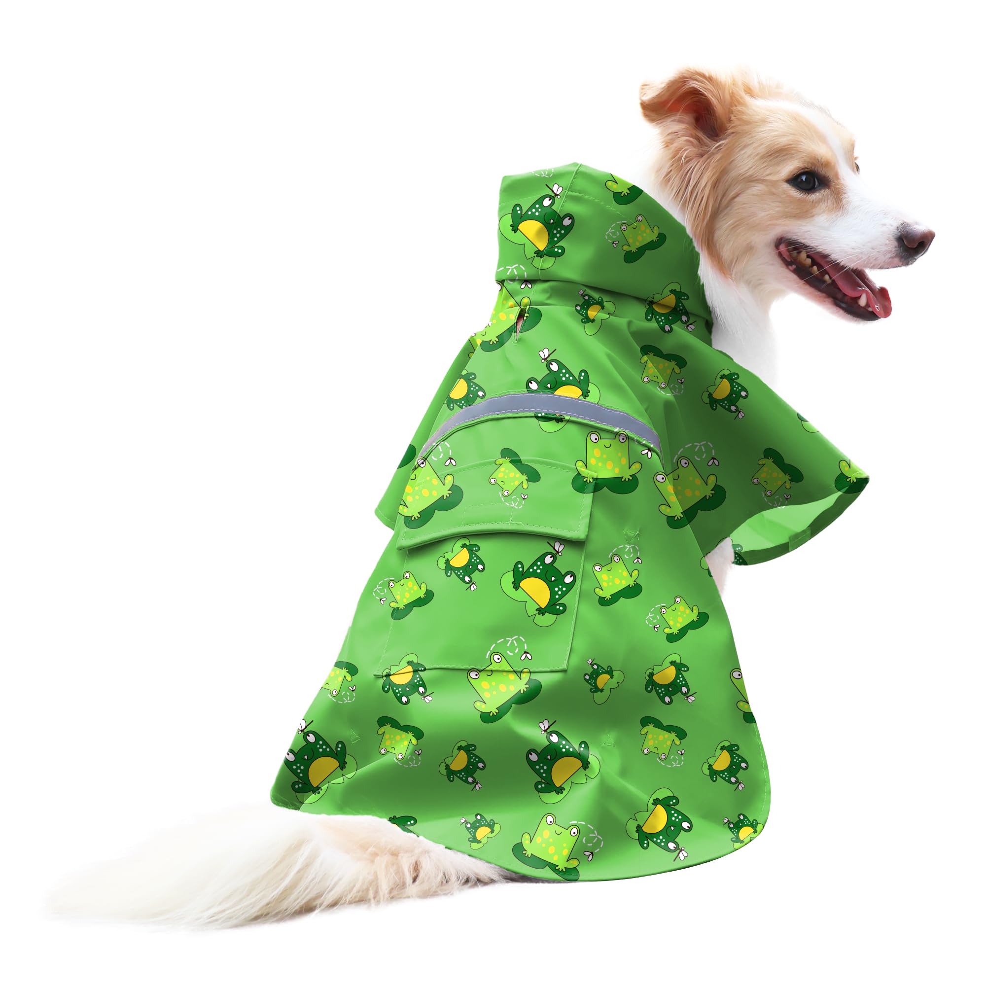 Delifur Large Dog Raincoat - Waterproof Dog Rain Poncho Adjustable Double Layer Rain Jacket With Hood For Medium Large Dogs Desi