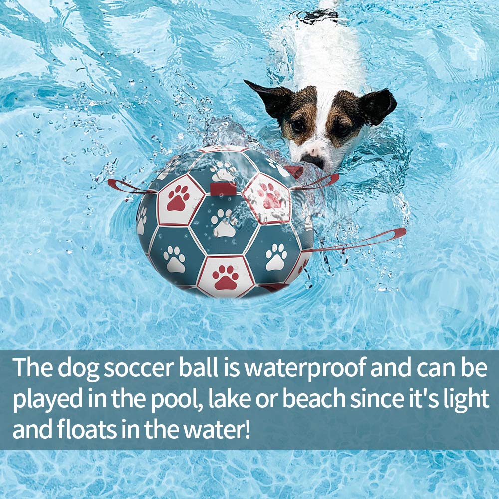 Qdan Dog Toys Soccer Ball, Interactive Dog Toys For Tug Of War, Dog Tug Toy, Dog Water Toy, Durable Dog Balls For Small & Medium