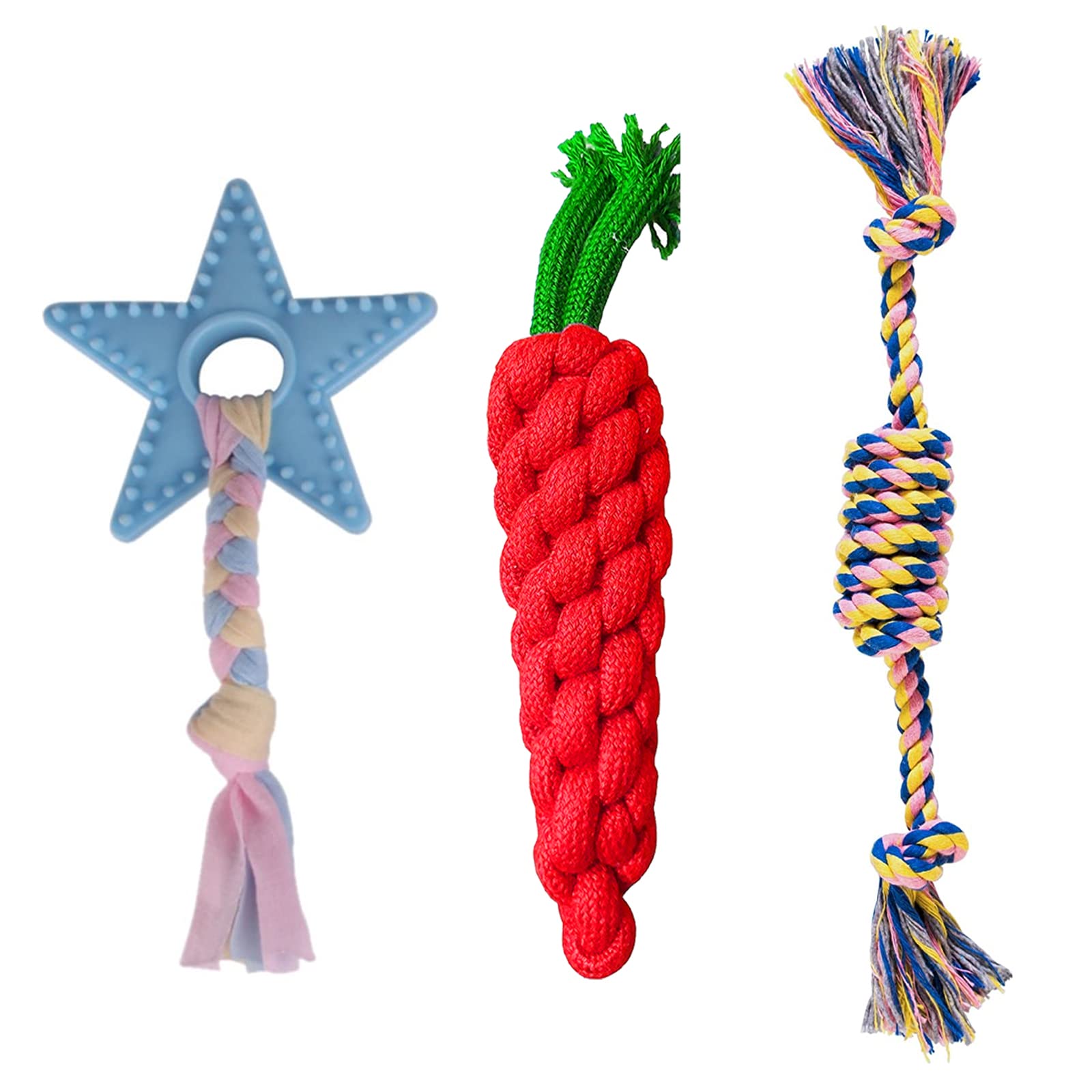 Emily Pets Puppy Rope Toy,Durable Teething Dog Chew Toys, Cotton Dog Toys Set For Small And Medium Dogs (Color May Vary, Pack Of