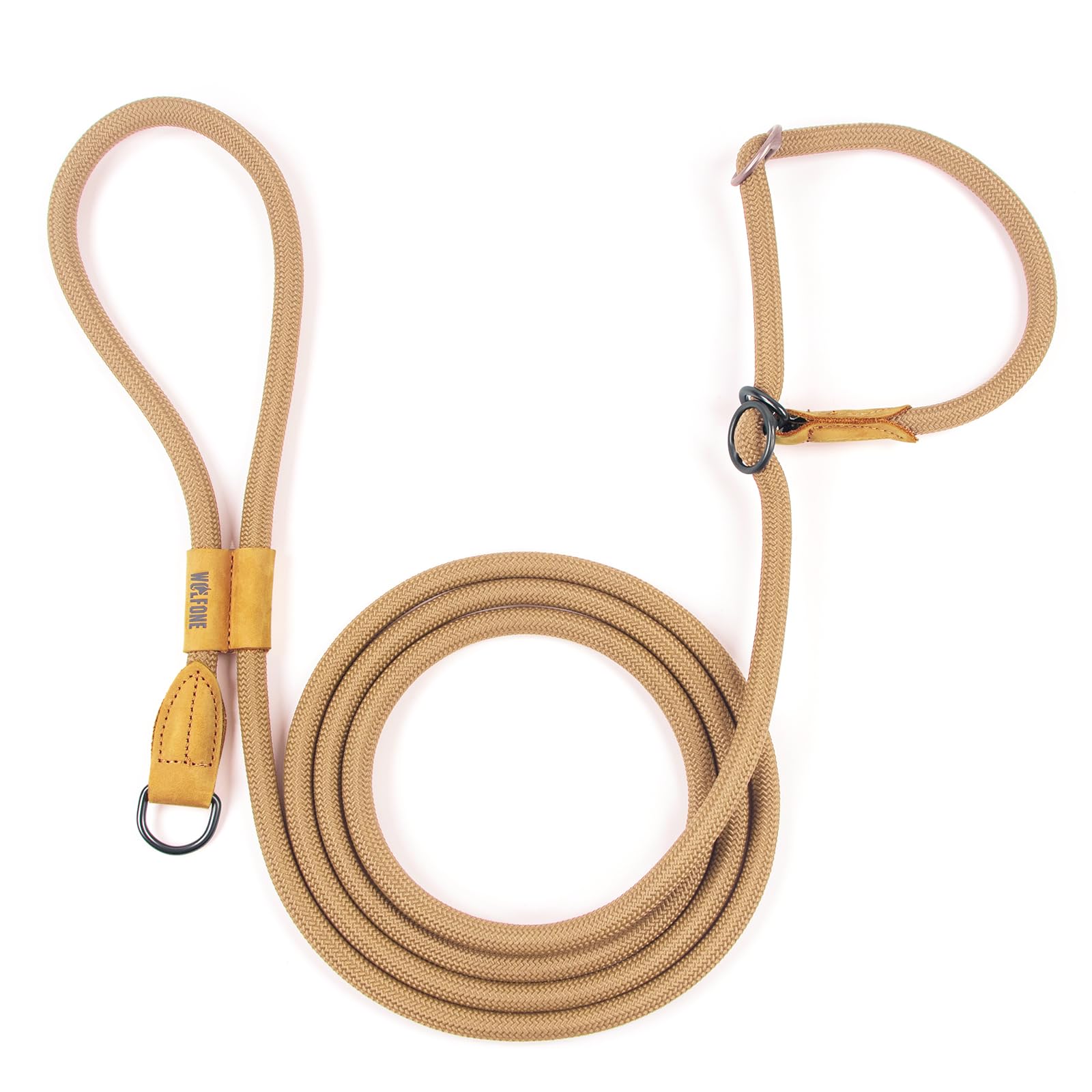 Wolfone Slip Lead Dog Leash - Heavy Duty Rope Leash With Adjustable Loop And Hands-Free Handle For Training, Walking Active Dogs
