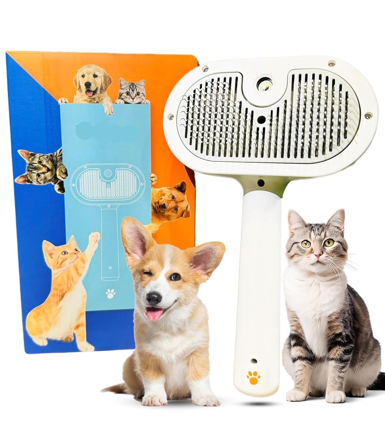 Dasosmi Creation Pet Steam Brush For Dog & Cat  3In1 Spray Hair Removal Comb  Steam For Shedding & Grooming  Water Brush Fo