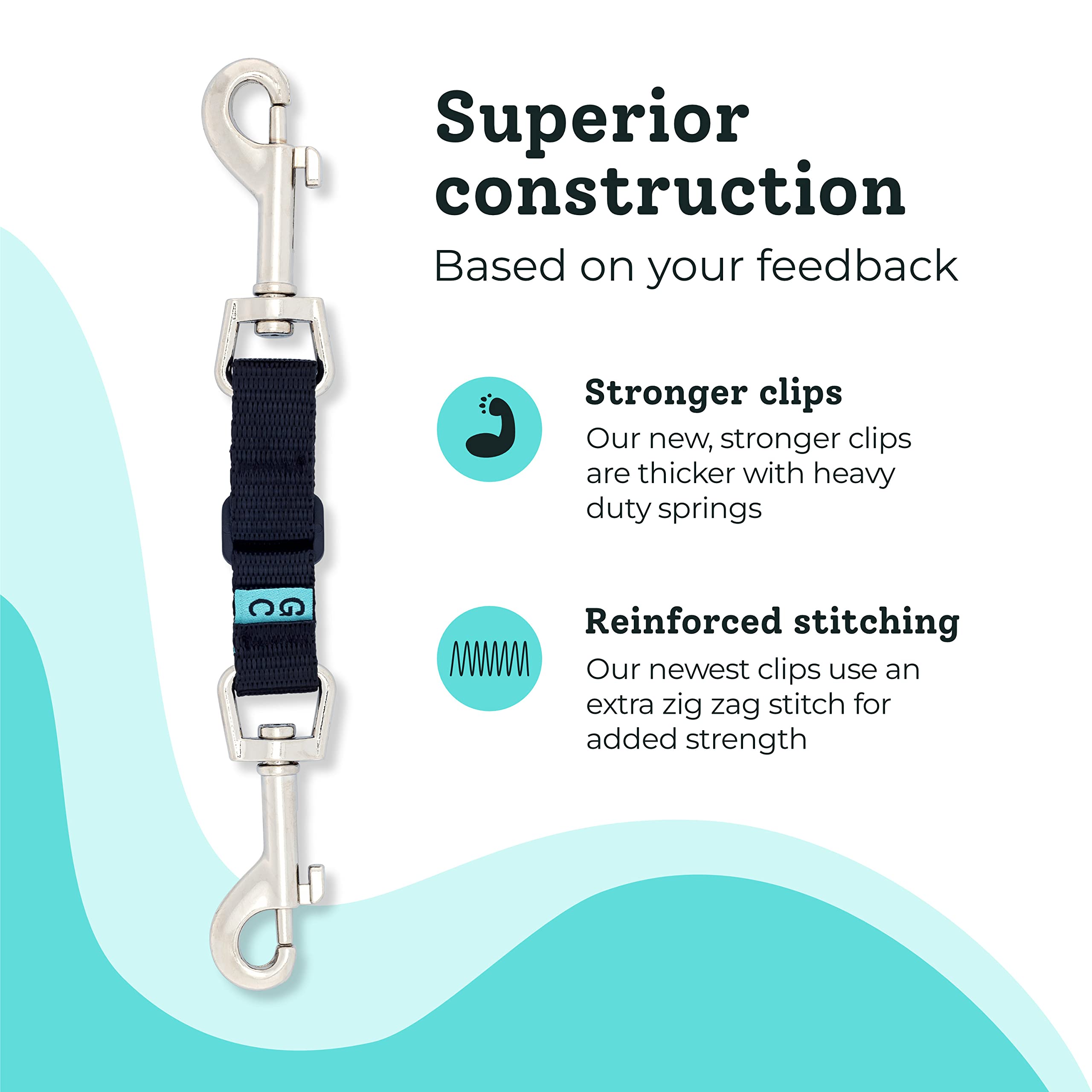 Gentle Creatures Collar Companion - Adjustable Collar Backup Clip For Dog Harness, Prong, Pinch Collar, Gentle Lead - Double Ended Clasp - Safety Clip