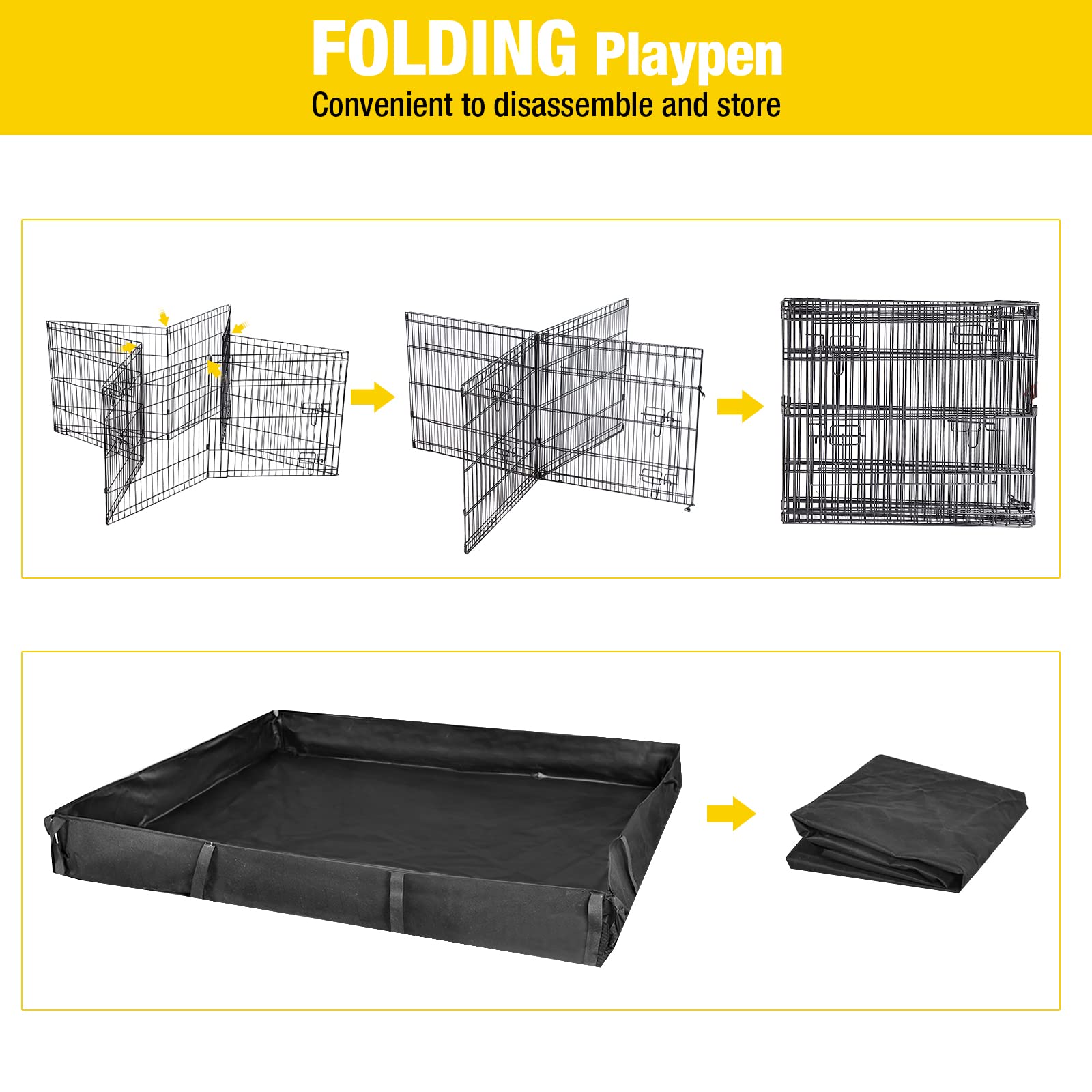 Aivituvin Pet Playpen, Small Animal Cage, Exercise Pen and Enclosure with Waterproof Floor Mat and Door- Package is Extension Pl
