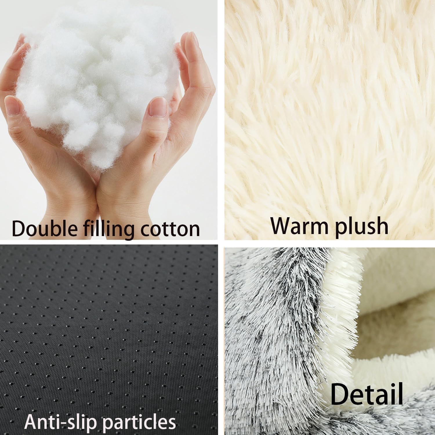 Coffee Cat Bed Round Fluffy Hooded Donut Cave With Non-Collapsed Plush Cover For Indoor Cats - Calming Dog Beds Anti-Slip Waterp