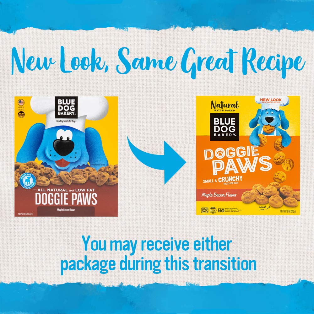 Blue Dog Bakery Natural Dog Treats, Doggie Paws, Maple Bacon Flavor, 16.2oz (1 Count)