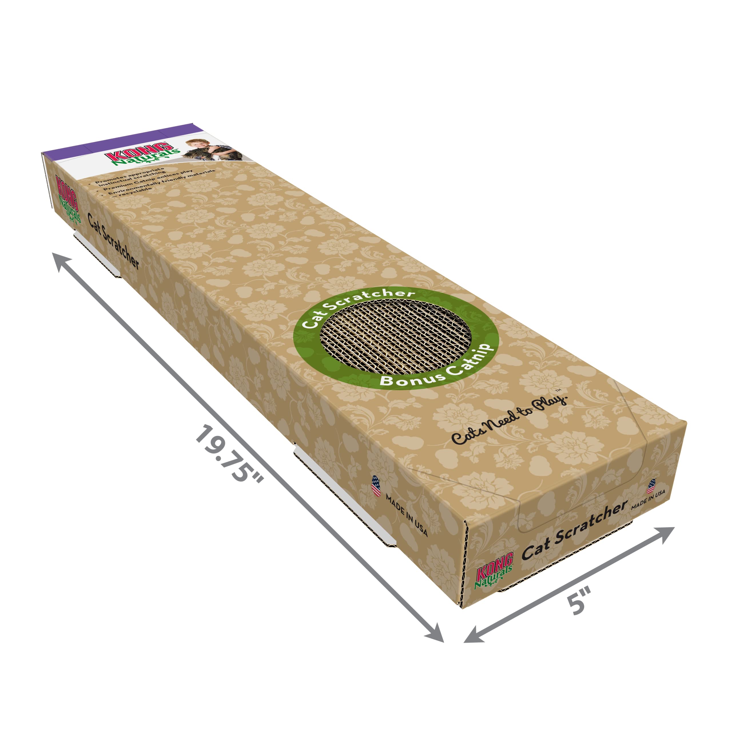 Kong - Naturals Cat Scratcher, Single - Reversible Echo Friendly Material, Premium North American Catnip