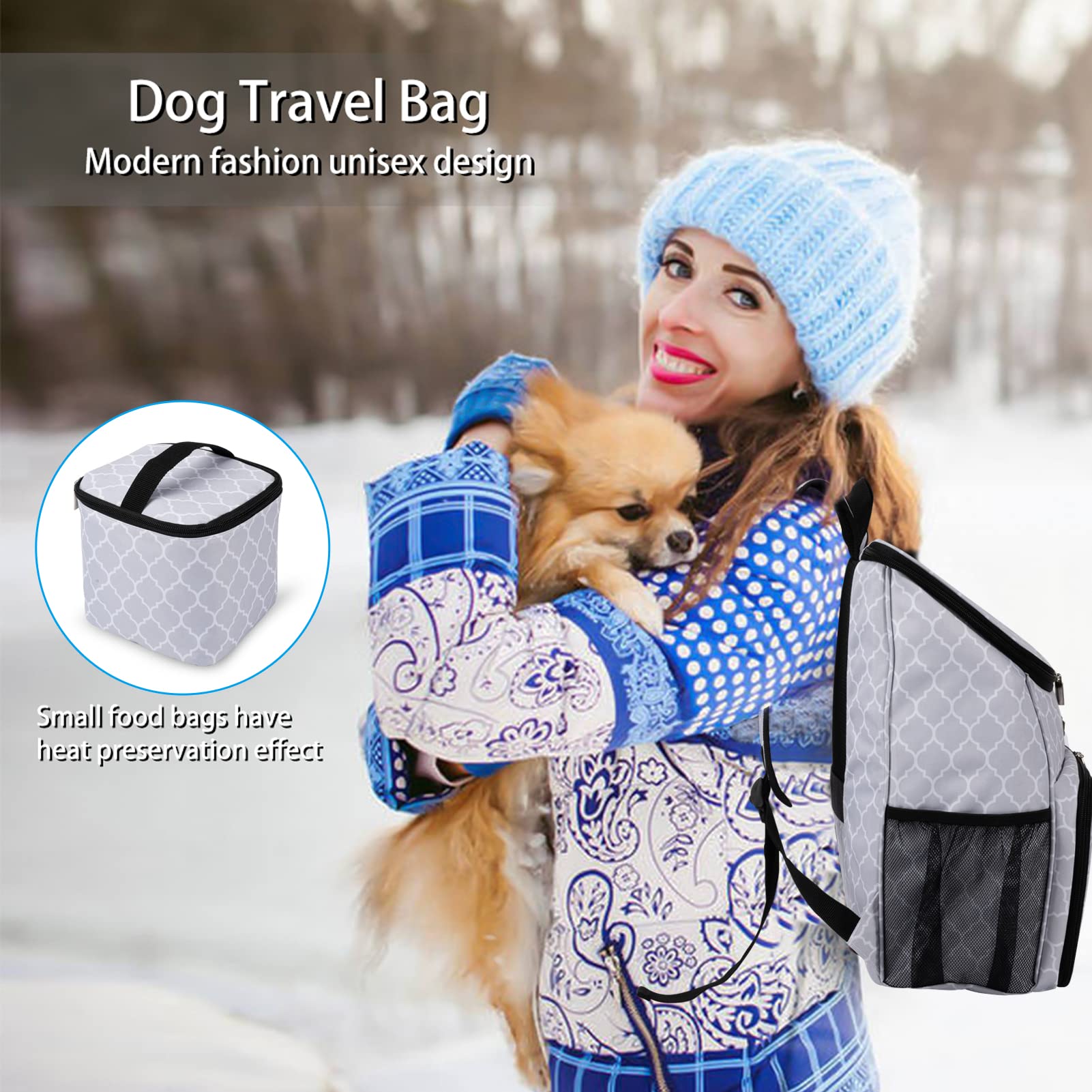 BAGLHER?Dog Travel Bag, Airline Approved Pet Supplies Backpack, Dog Travel Backpack with 2 Silicone Collapsible Bowls and 2 Food
