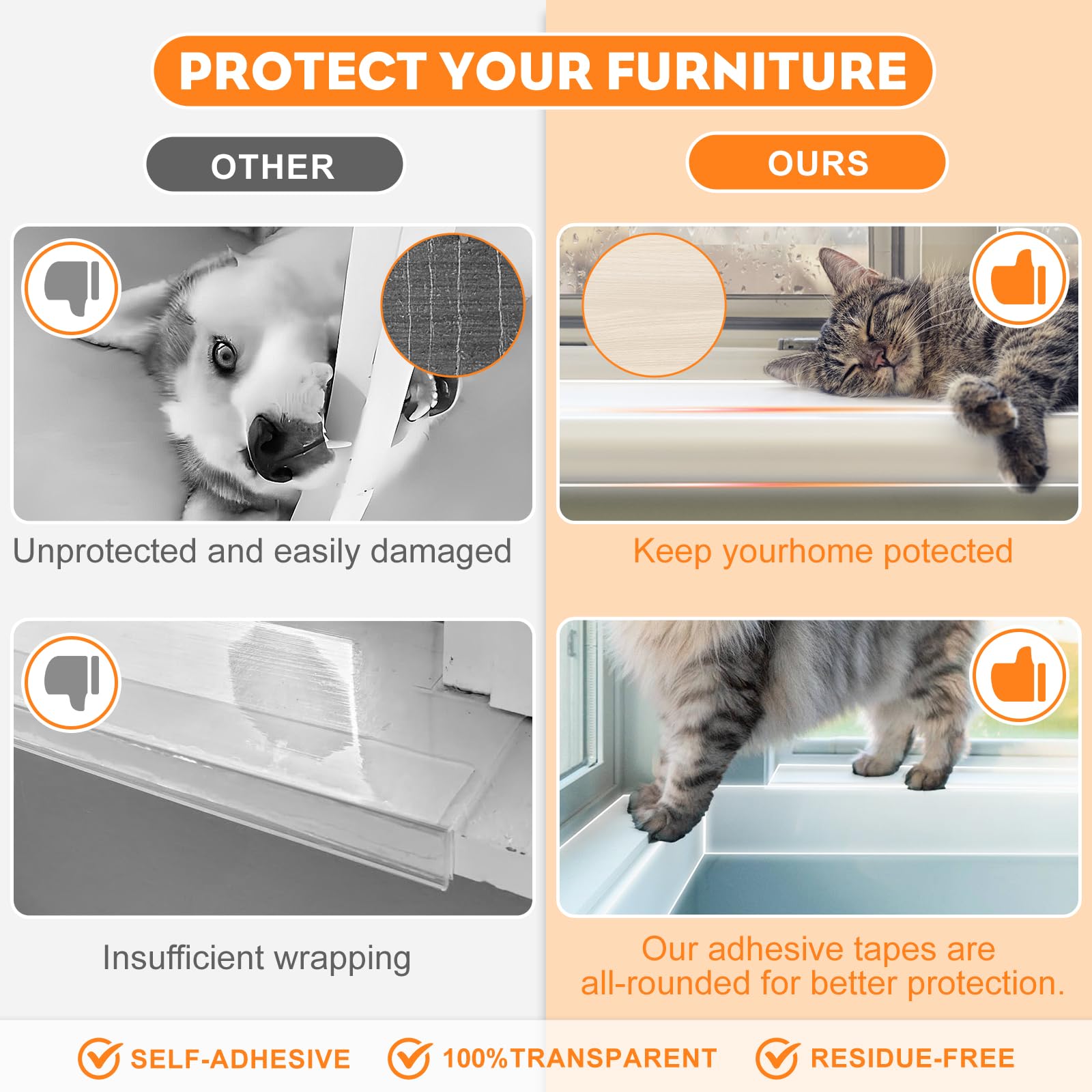 Window Sill Protector (4Inch X 33Ft) Cuttable Window Sill Protector,Door Protector From Dog Scratching, Protection From Dog And