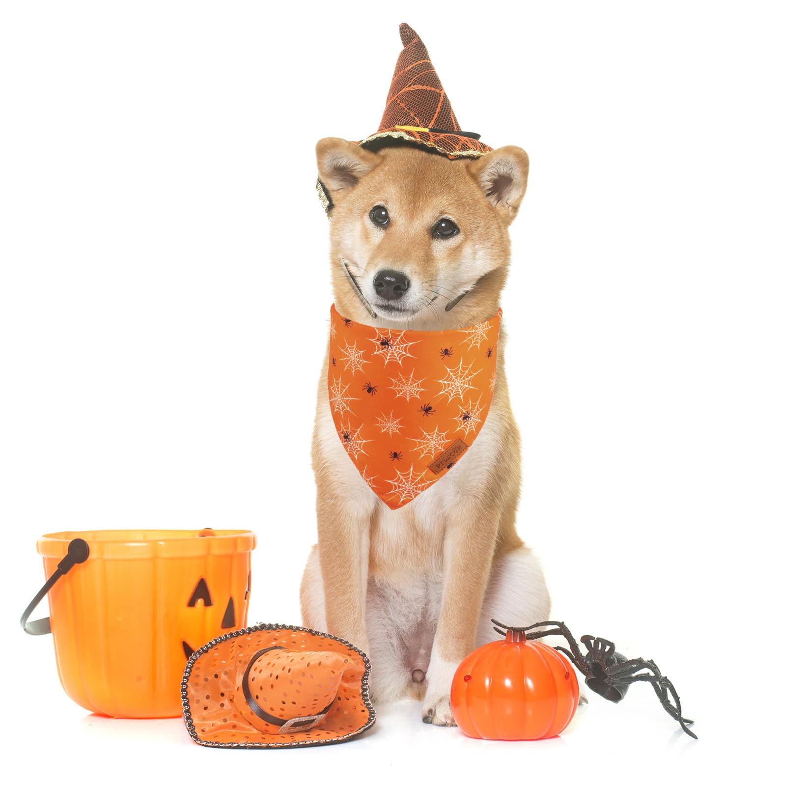 Ptdecor Halloween Dog Bandana, Reversible Holiday Pet Puppy Scarf, Multi Size, Triangle Halloween Bandanas For Medium Large Dogs