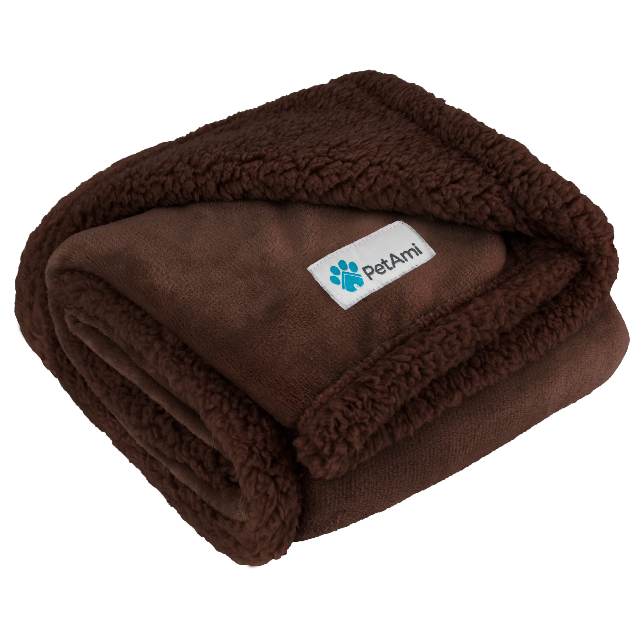 Petami Waterproof Dog Blanket For Bed, Xl Dog Pet Blanket Couch Cover Protection, Sherpa Fleece Leakproof Bed Blanket For Crate Kennel Sofa Furniture Protector, Reversible Soft Plush 80X60 Brown Brown