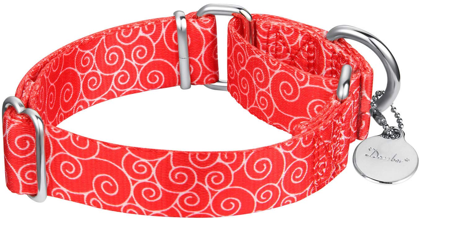 Dazzber Martingale Collars For Dogs, No Pull Anti-Escape Pet Collar, Heavy Duty For Medium And Large Dogs, Adjustable 17 Inch To 25 Inch, Red, Auspicious Cloud