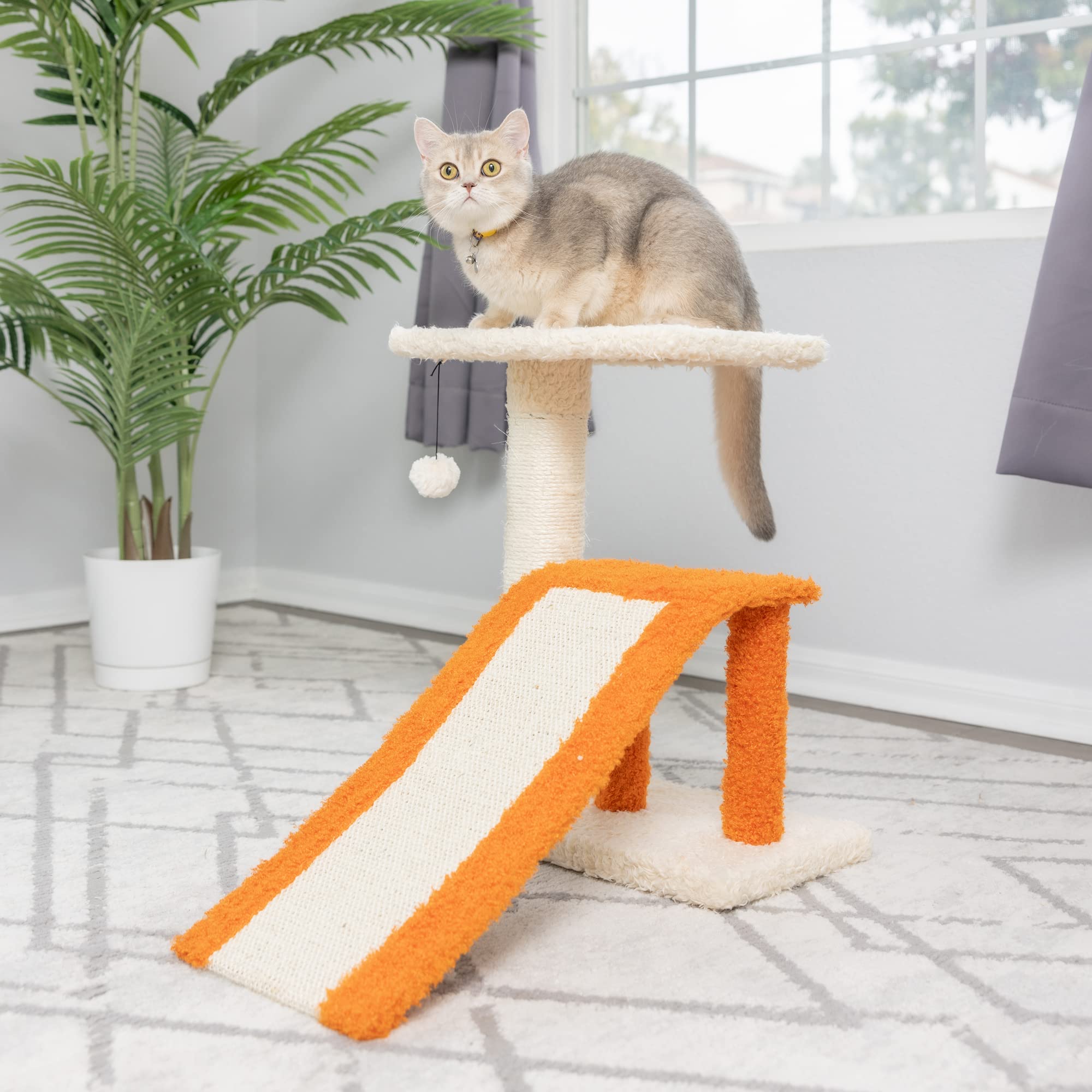 AeroMark Armarkat Model X2101 Two-Level Real Wood Cat Scratcher, Beige/Orange