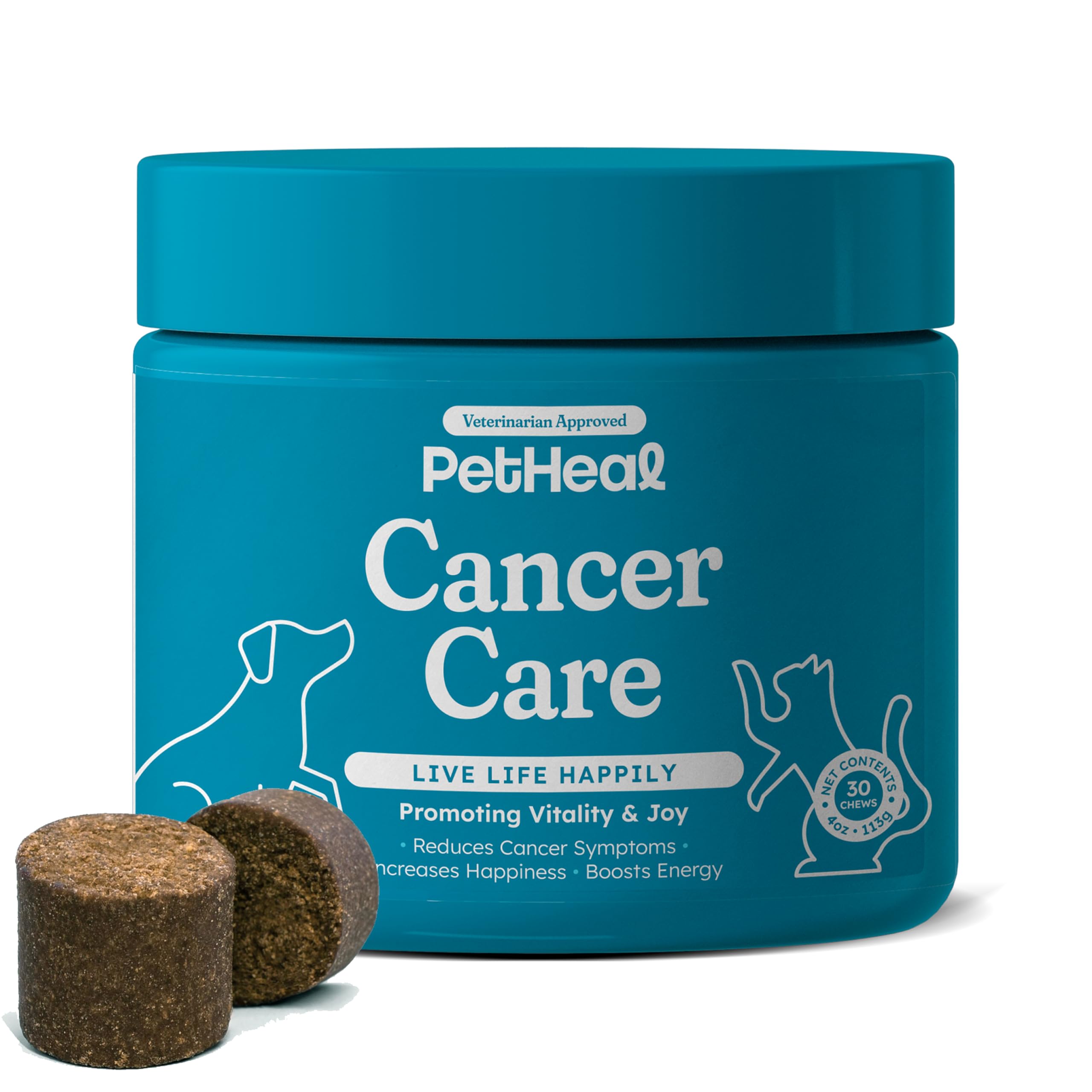PetHeal Cancer Care Chews for Dogs - Pork Flavor - Supports Energy, Comfort & Longevity | Immune Support with Astragalus & Burdo