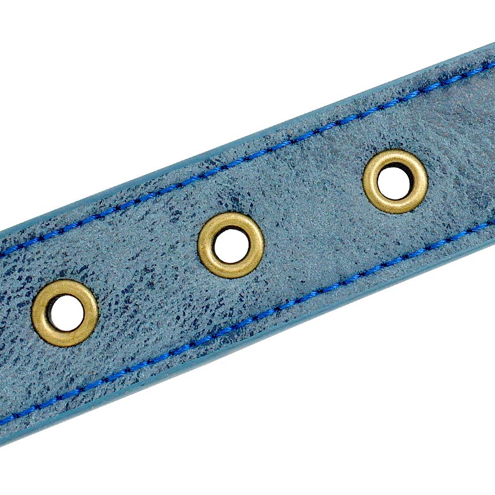 Berry Pet 2' Spiked Leather Dog Collar - Anti-Bite Sharp Rivet Studded For Pit Bull Medium Large Dogs,Blue Neck For 18.5-23.5' Total Length 25.5'