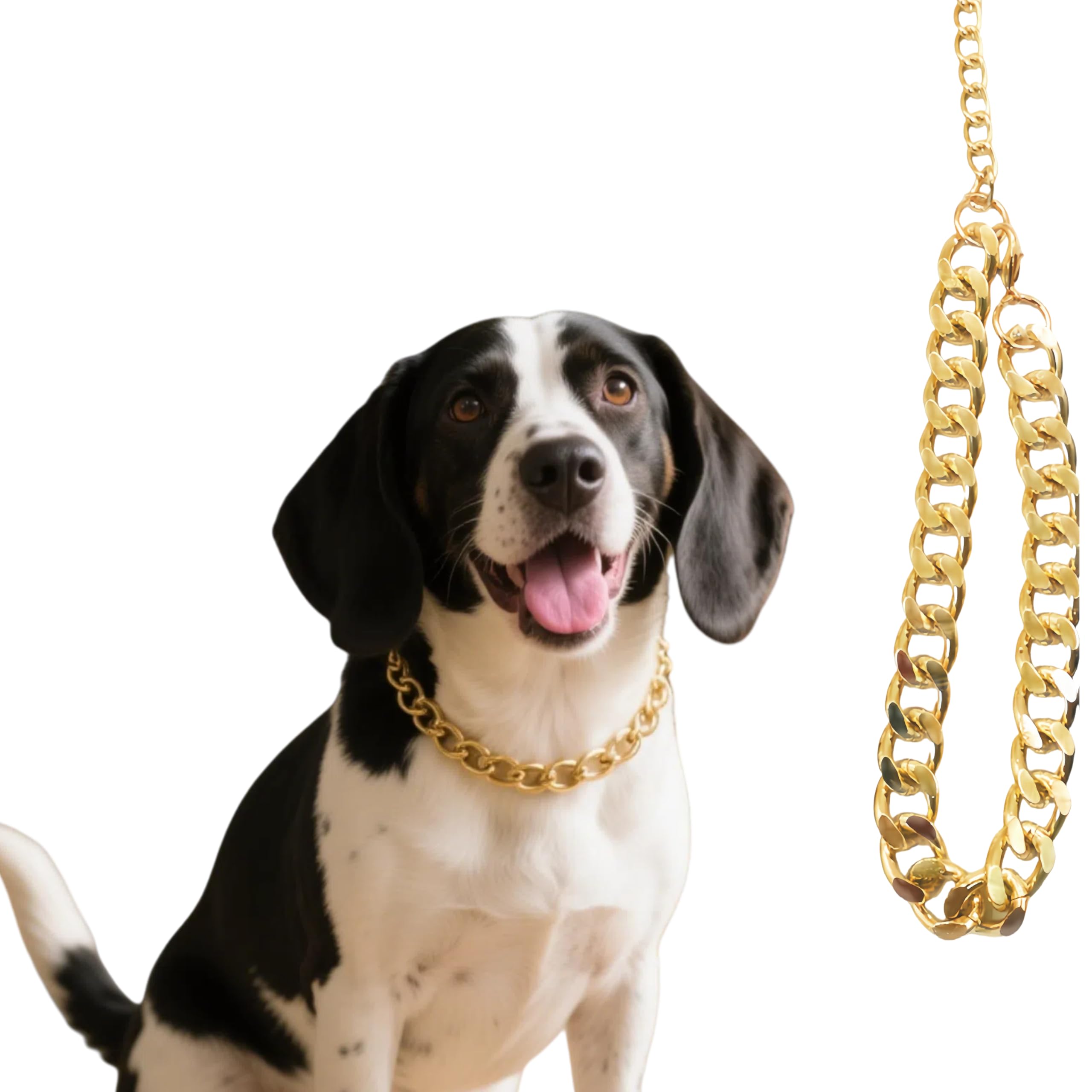 Cwyza Gold Dog Chain Necklace Collar - Fashionable Cuban Link, Adjustable, Lightweight & Durable Metal Decoration (Gold, 9 (Ne
