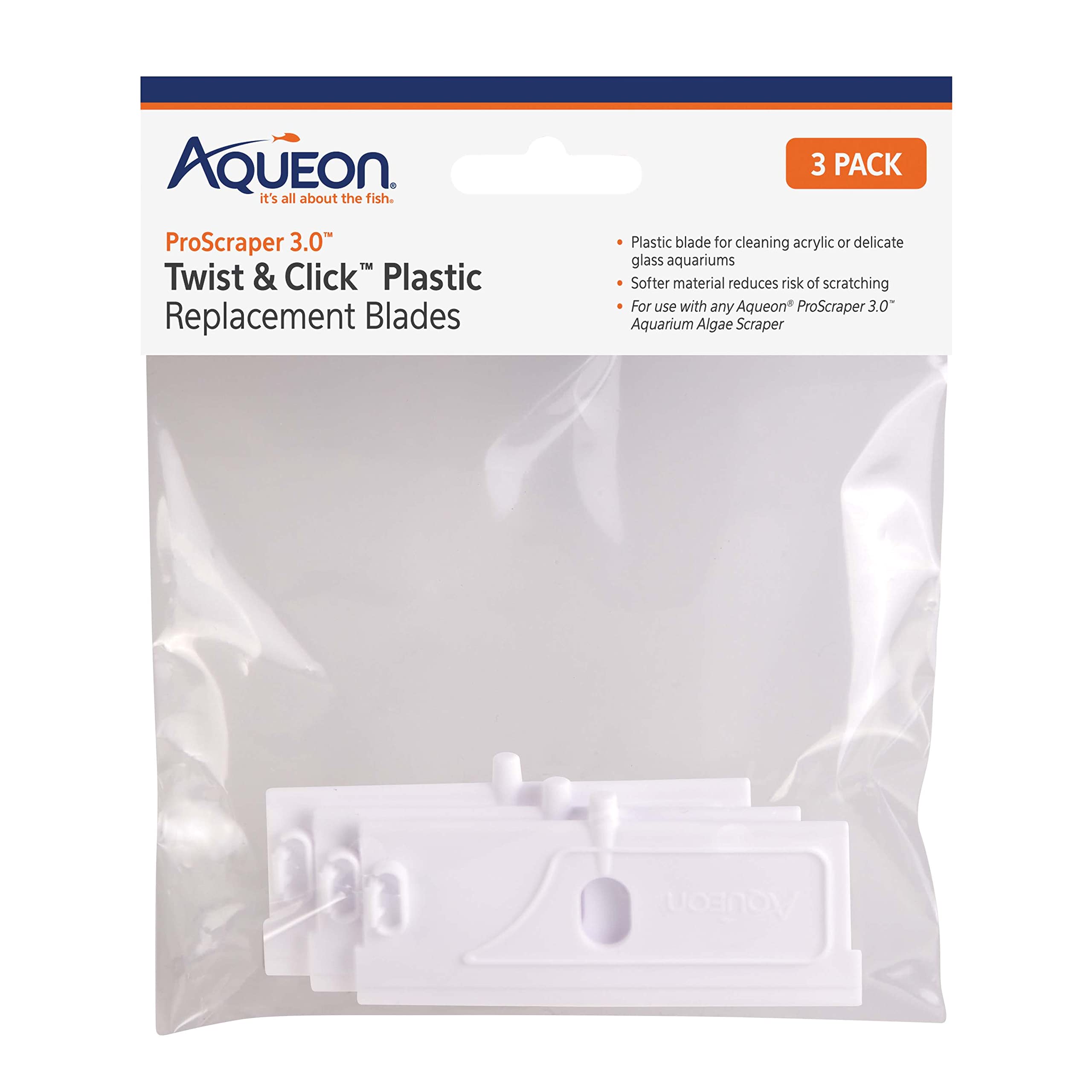 Aqueon Proscraper 3.0A Twist & Clicka Plastic Replacement Blades 3 Pack