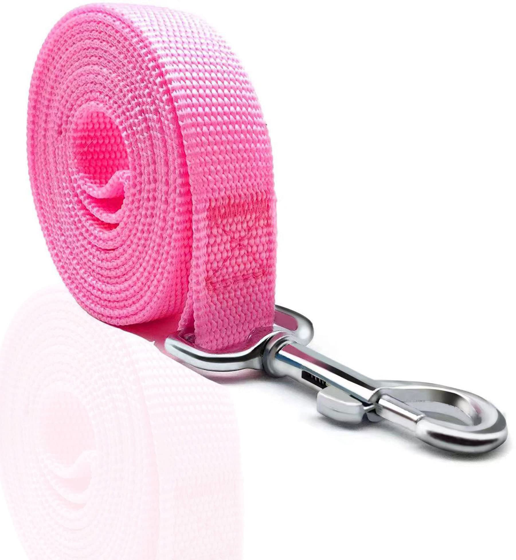 Nylon Dog Leash 16 Feet Long, Walking Training Dog Leashes For Medium Large Dogs(1'' X 16 Ft, Pink)