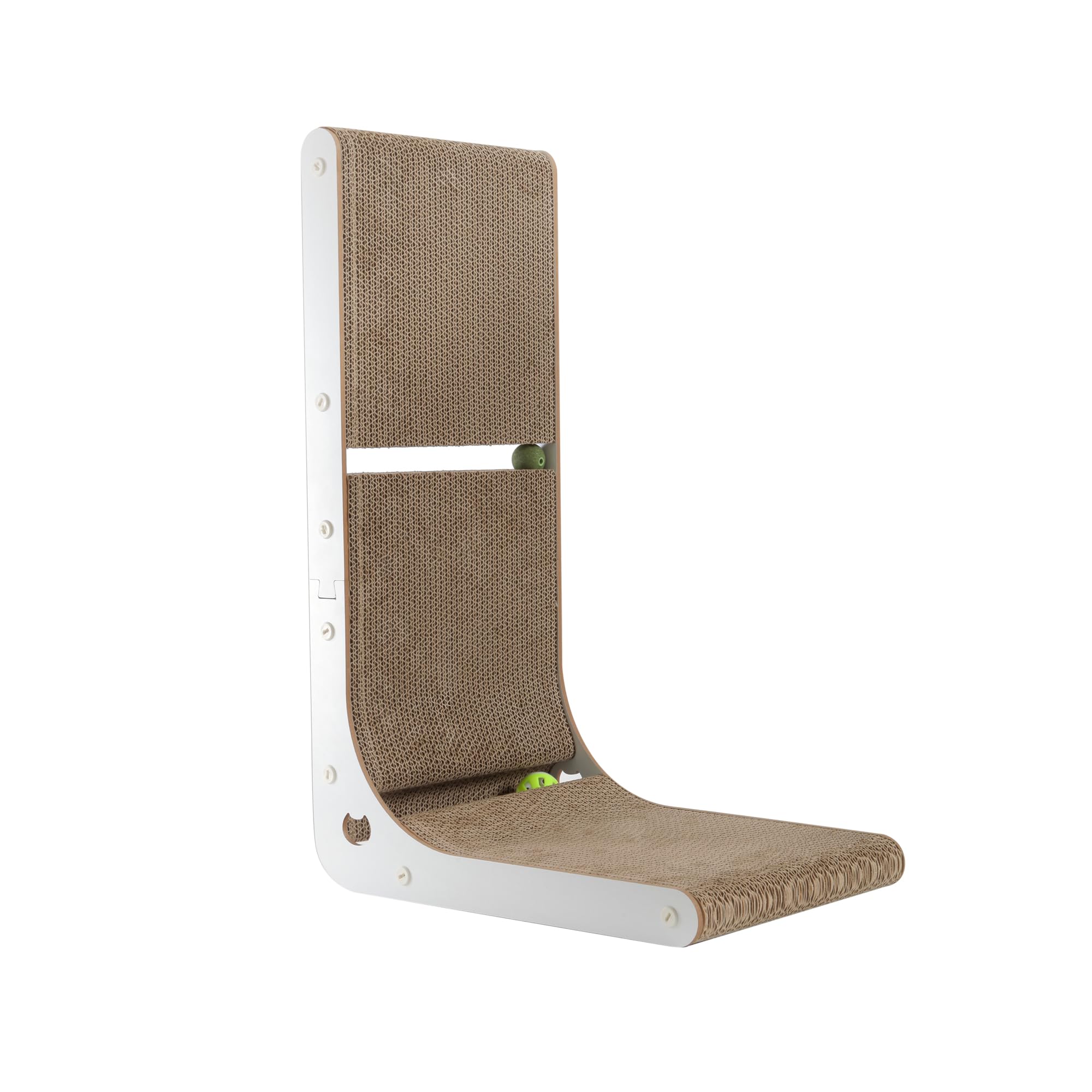 Smartbean Cardboard Cat Scratcher, Vertical Cat Scratching Board, 23.6 Inch L-Shape Cat Scratch Pads With Built-In Catnip Toy Balls, Wall-Mount Cat Scratchers For Indoor Cats
