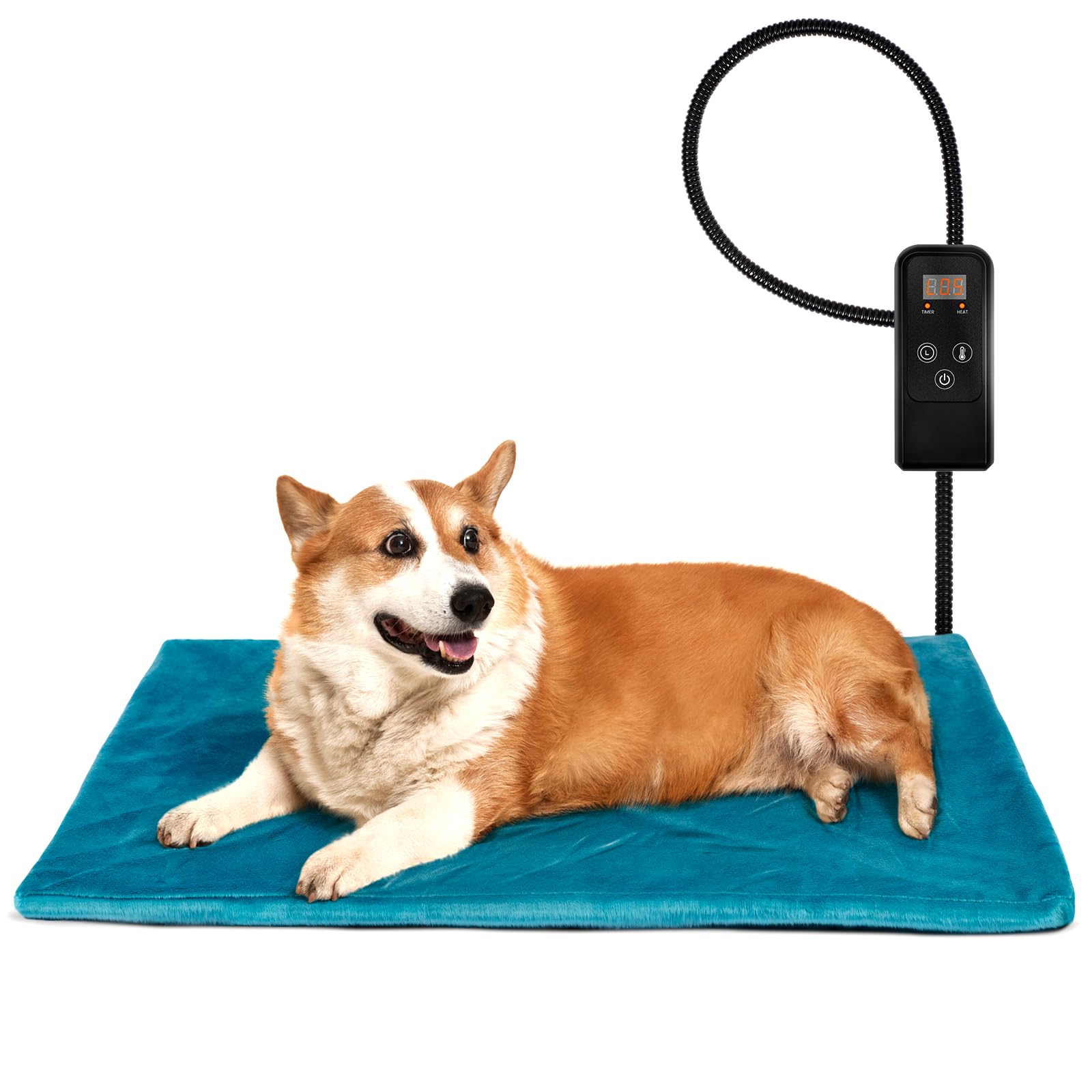 Niubya Pet Heating Pad For Dogs, Adjustable Temperature And Waterproof Pet Heated Mat With Timer, Electric Heated Dog Bed With C