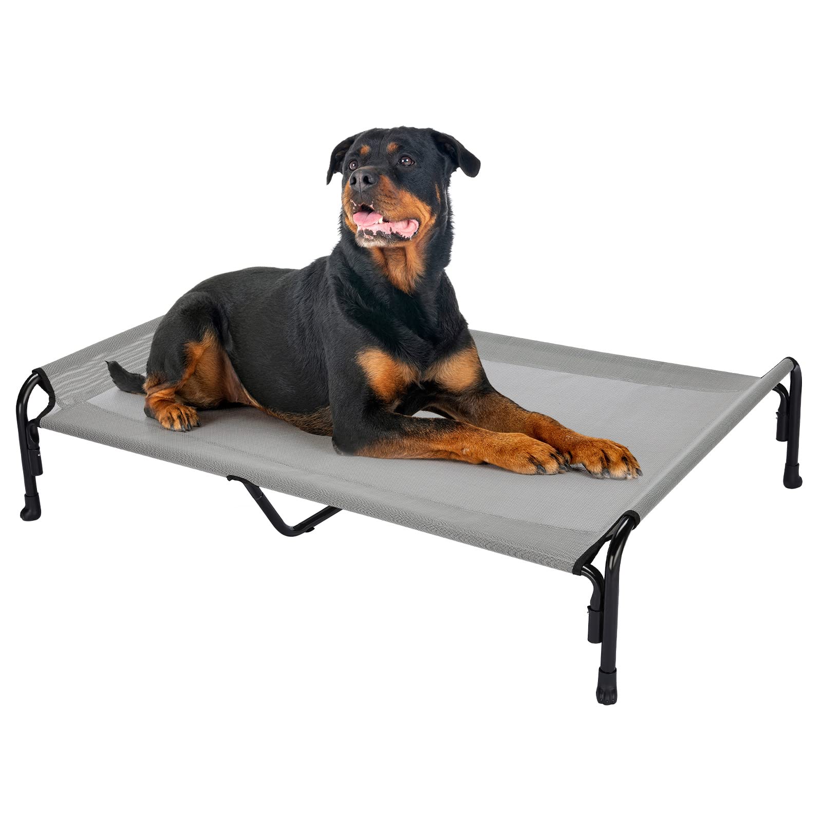 Veehoo XXL Outdoor Elevated Dog Bed, Raised Dog Cot for Extra Large Dogs, Cooling Washable Waterproof Pet Hammock Beds with Slop