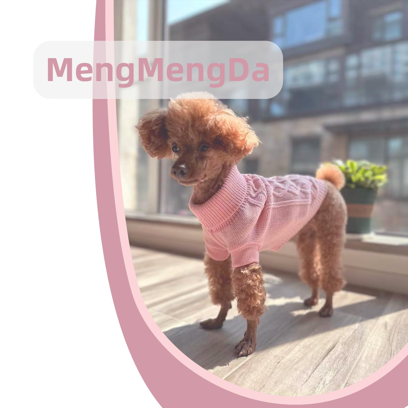 MengMengDa,Dog Pullover Sweater, Cable Knitwear, Classic Turtleneck Warm and Soft Clothes for Chihuahua, Bulldog, Dachshund, Pug